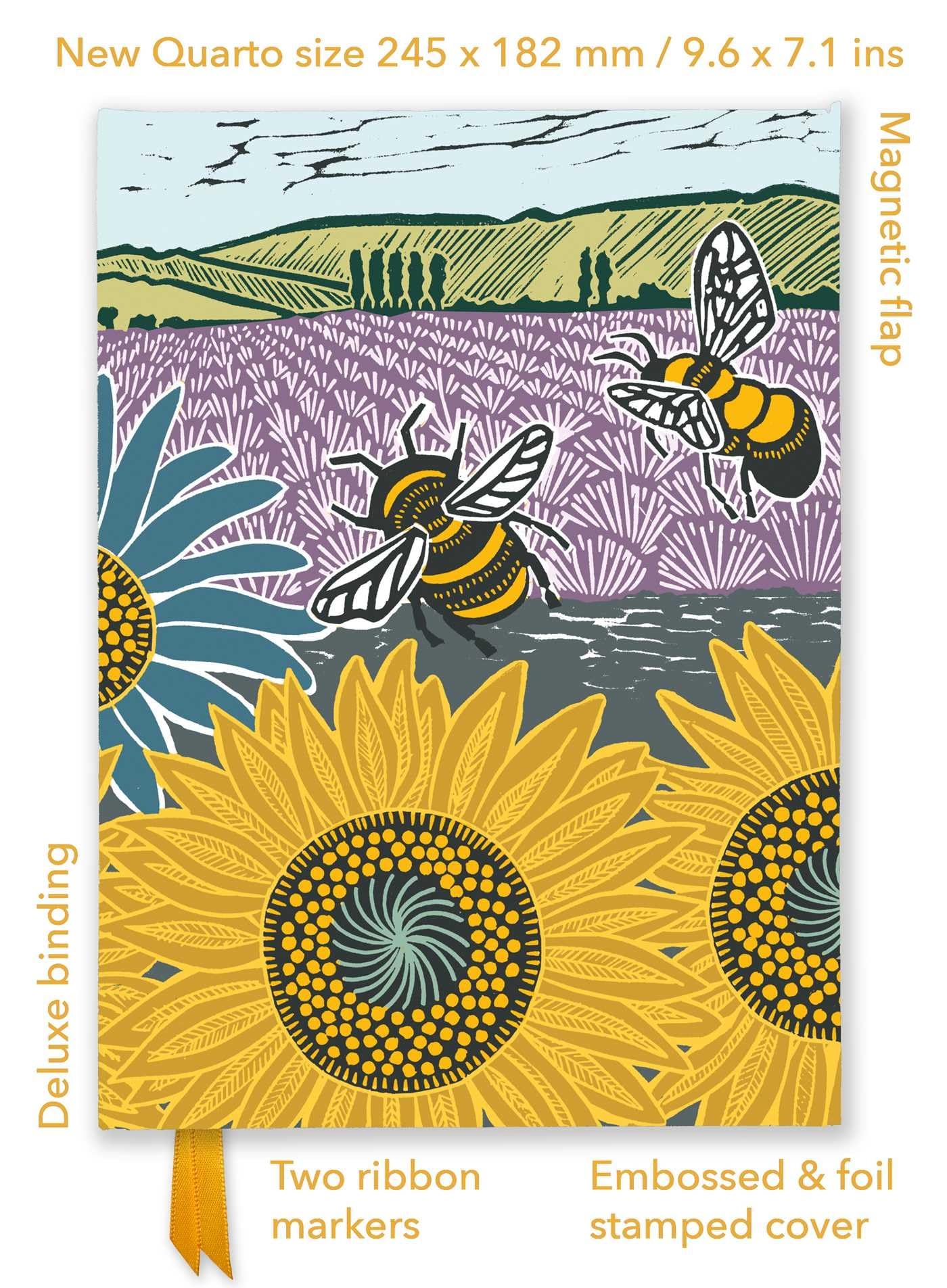 Kate Heiss: Sunflower Fields (Foiled Quarto Journal) (Flame Tree Quarto Notebook)