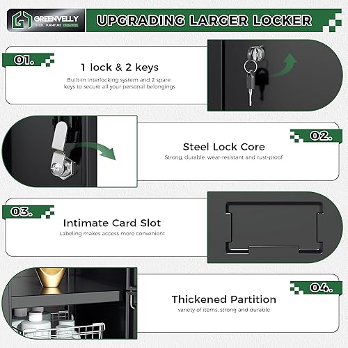 Vista 47 de Greenvelly Armario de almacenamiento de 9 puertas para empleados, casillero de metal para oficina, gimnasio, Shool, casillero de acero negro