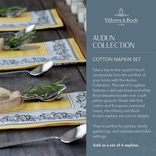 Miniatura 2 de Villeroy and Boch Audun - Servilletas de tela de algodón de gran tamaño, 21 x 21 pulgadas, juego de 4