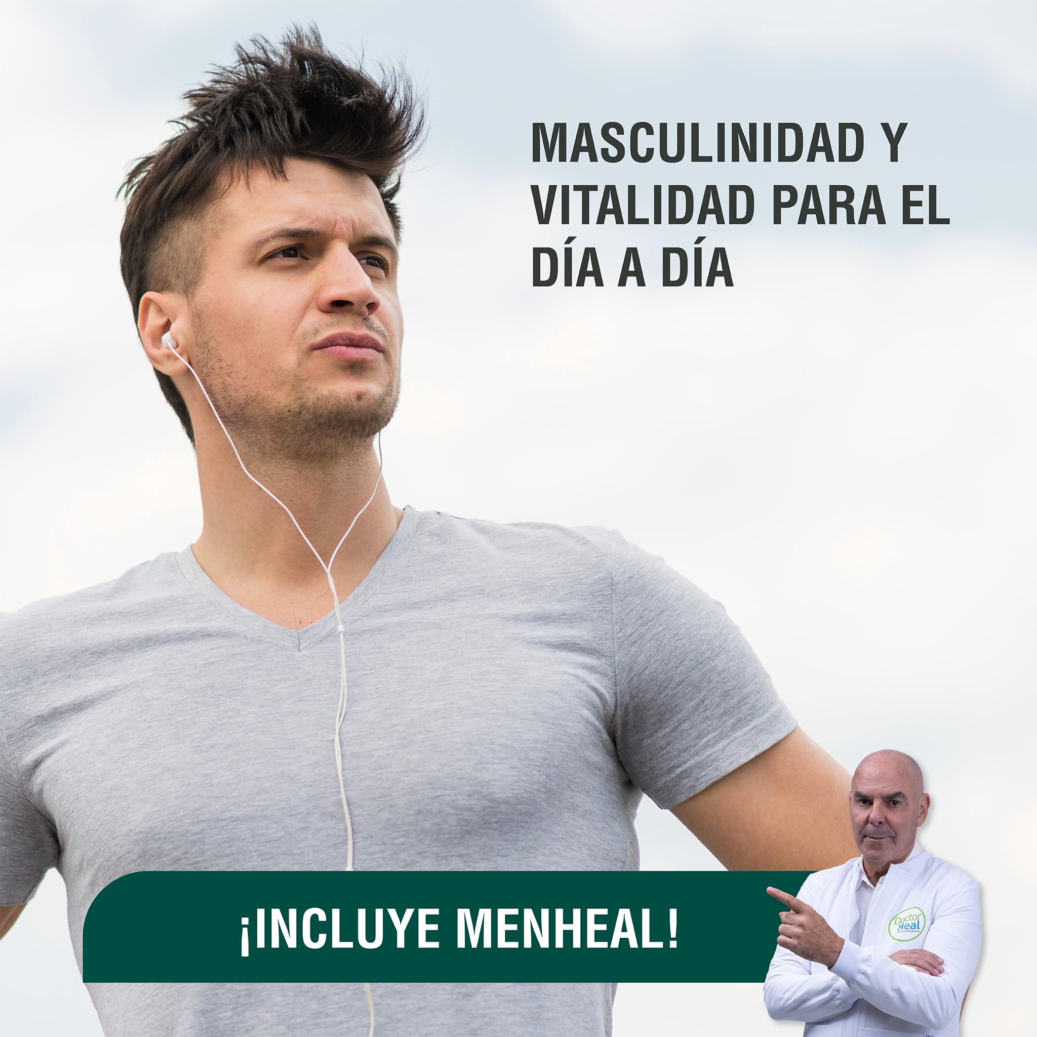Adaptoheal Menheal - Adaptógenos para la Testosterona - 90 Cápsulas | Con maca negra, tríbulus, saw palmetto, ginkgo y ashwagandha, para el hombre, vegano, sin gluten, laboratorio español