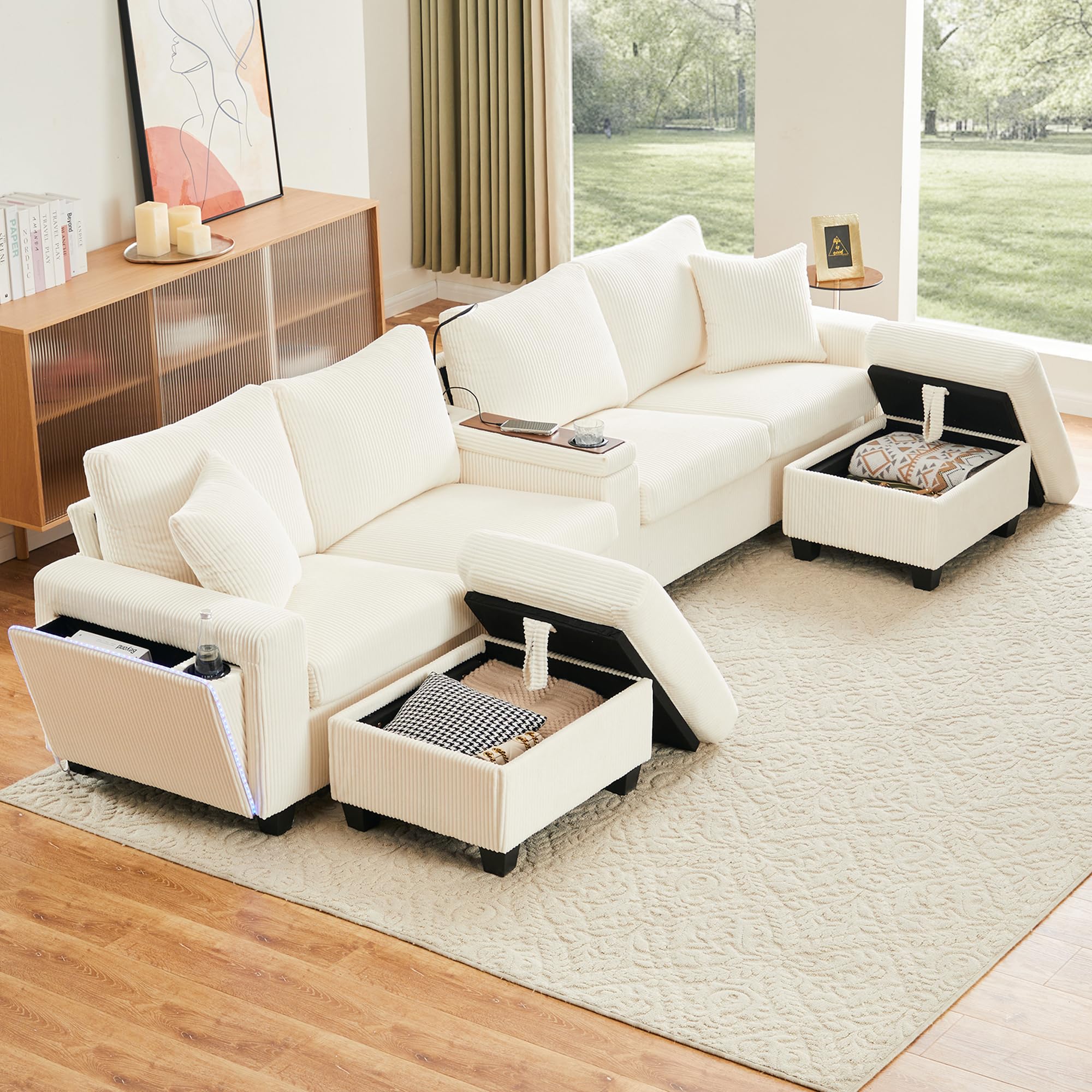Sofá con 2 otomanas ideal para noches de cine en salas familiares