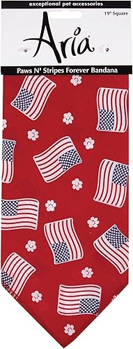 Aria Paws N' Stripes Forever Bandanas para perros, color rojo