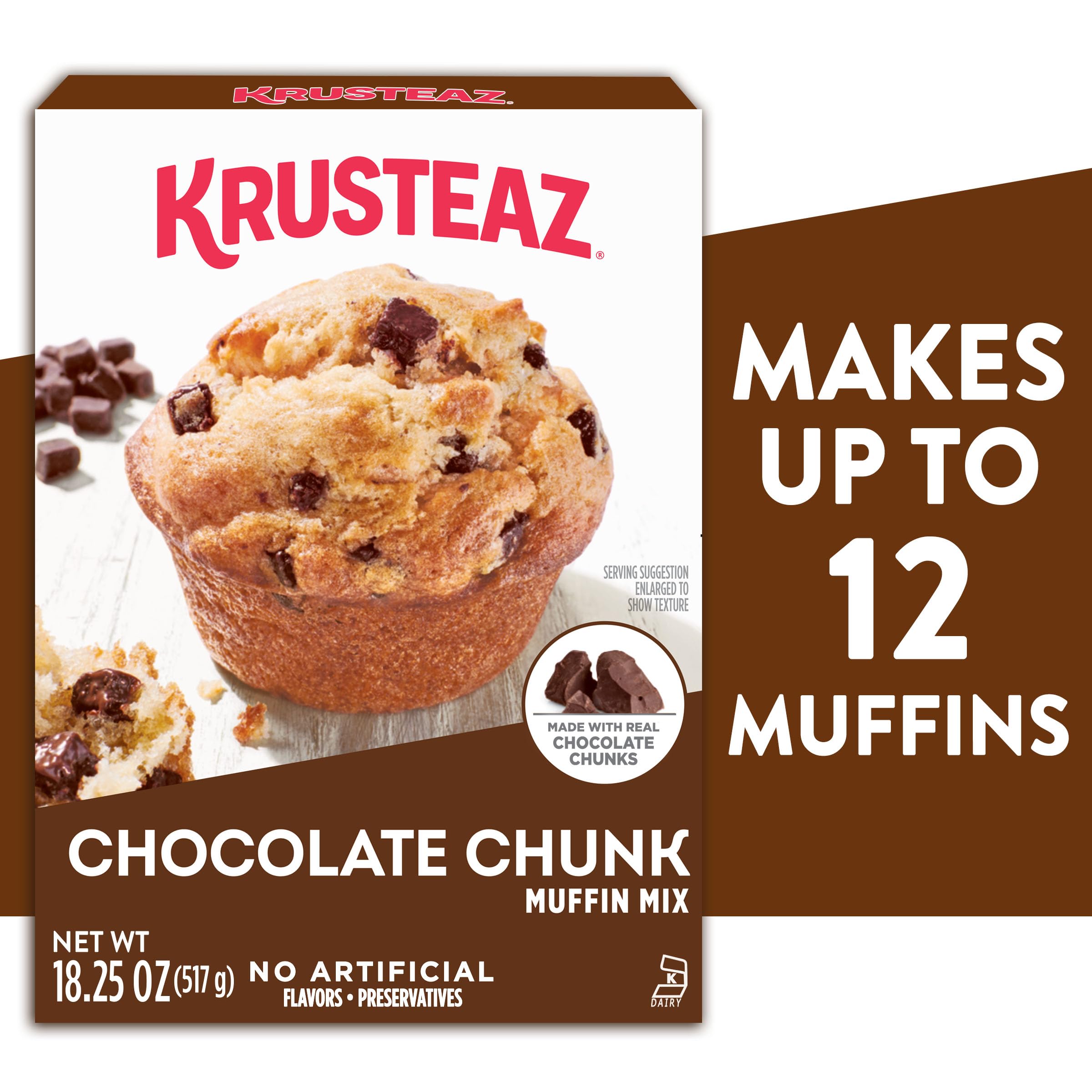 Krusteaz Chocolate Chunk Supreme Muffin Mix, 18.25-Ounce Boxes (Pack of 12)