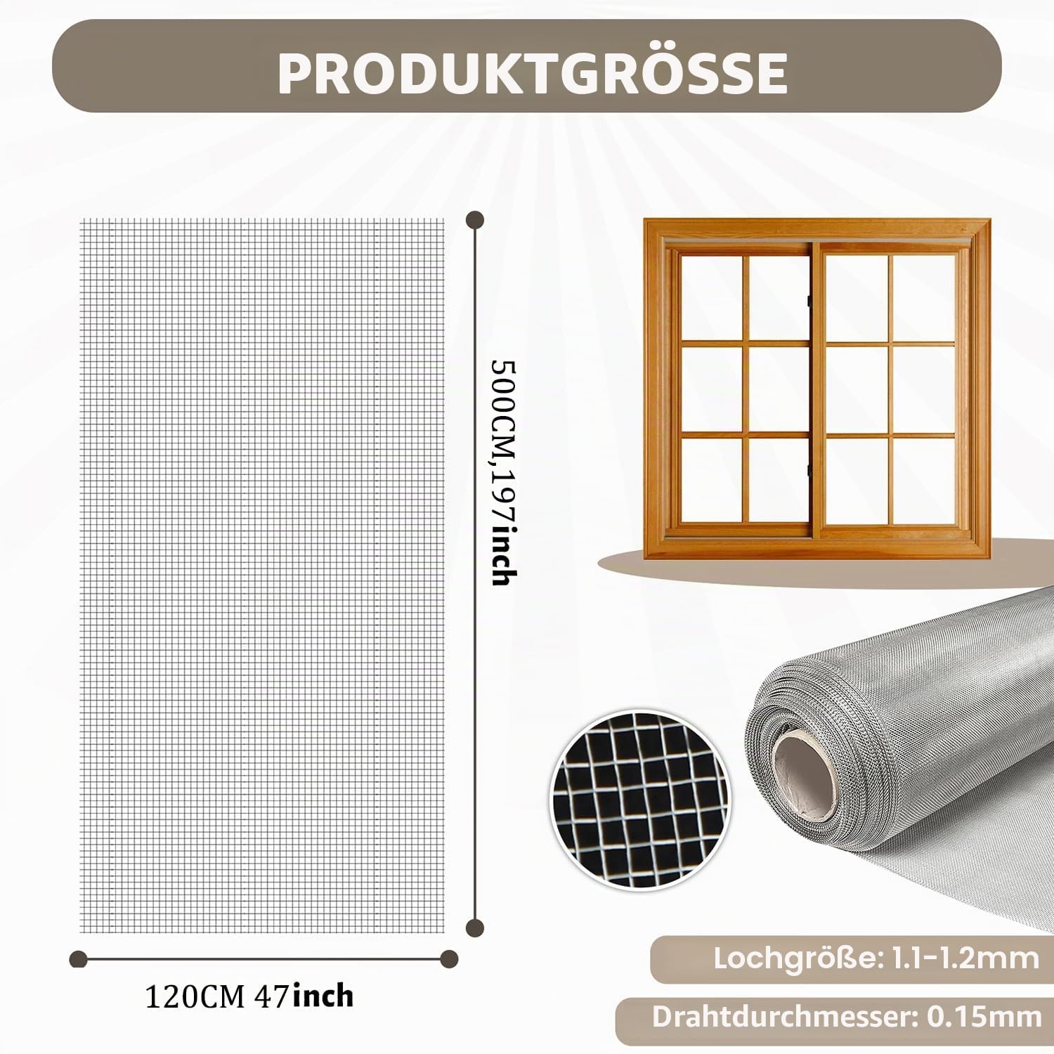 KISKIS Gewebtes Drahtgeflecht aus 304 Edelstahl, Drahtgeflecht, verhindert das Eindringen von Mäusen, Schlangen, Hornissen, Nagetieren, einfach zu schneiden und zu installieren (120X500CM47X197INCH)