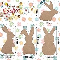 Vista 2 de 12 letreros de madera de conejo de Pascua, bloques de madera de conejo sin terminar, mini letreros de madera de conejito de madera para Pascua