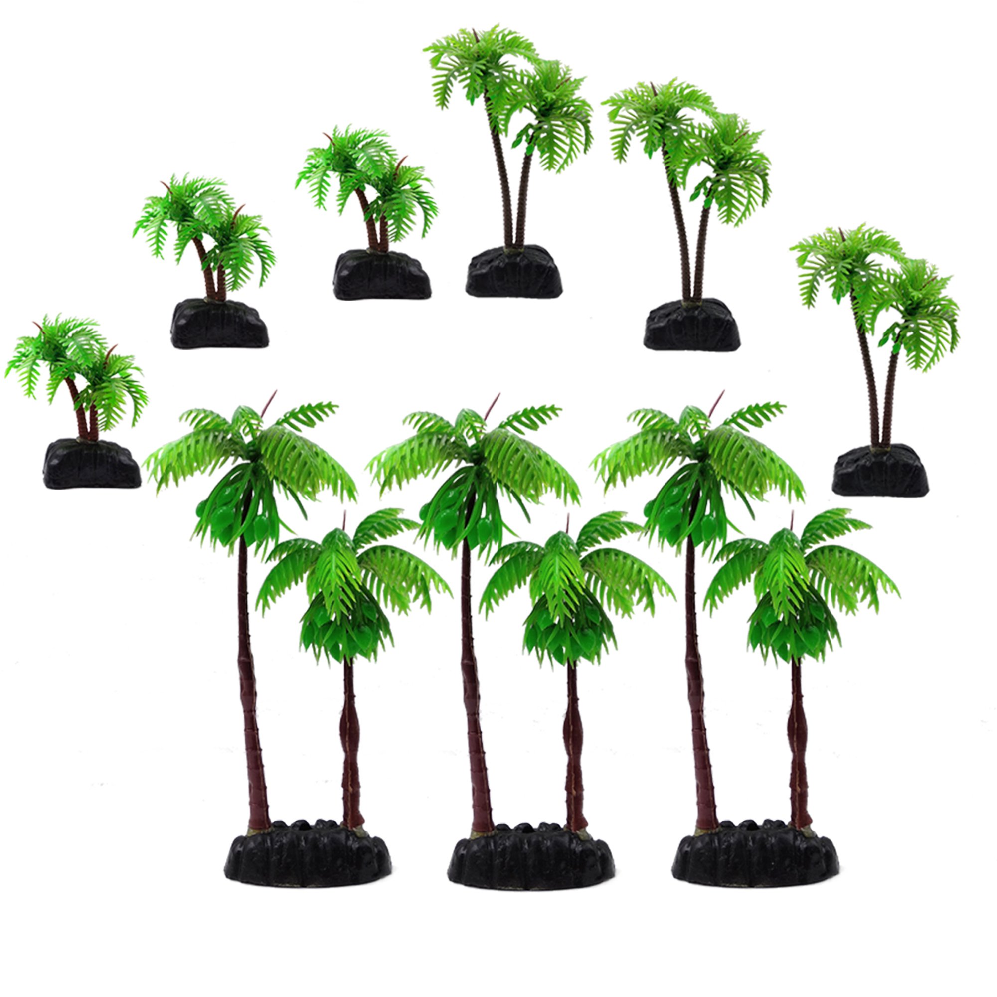M2cbridge Plastic Coco Tree Aquarium Coconut Plants Palm Tree for Fish Tank A...