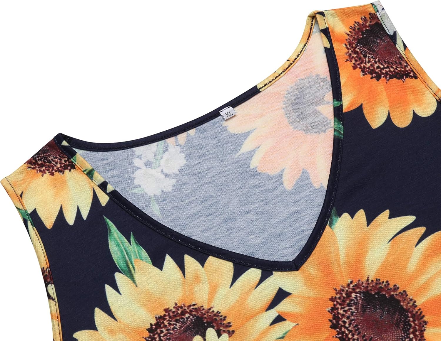 Ivicoer Women's Summer Beach Dresses V-Neck Floral Printed Tank Swing Dress Plus Size with Pocket(L-5XL) - Image 4