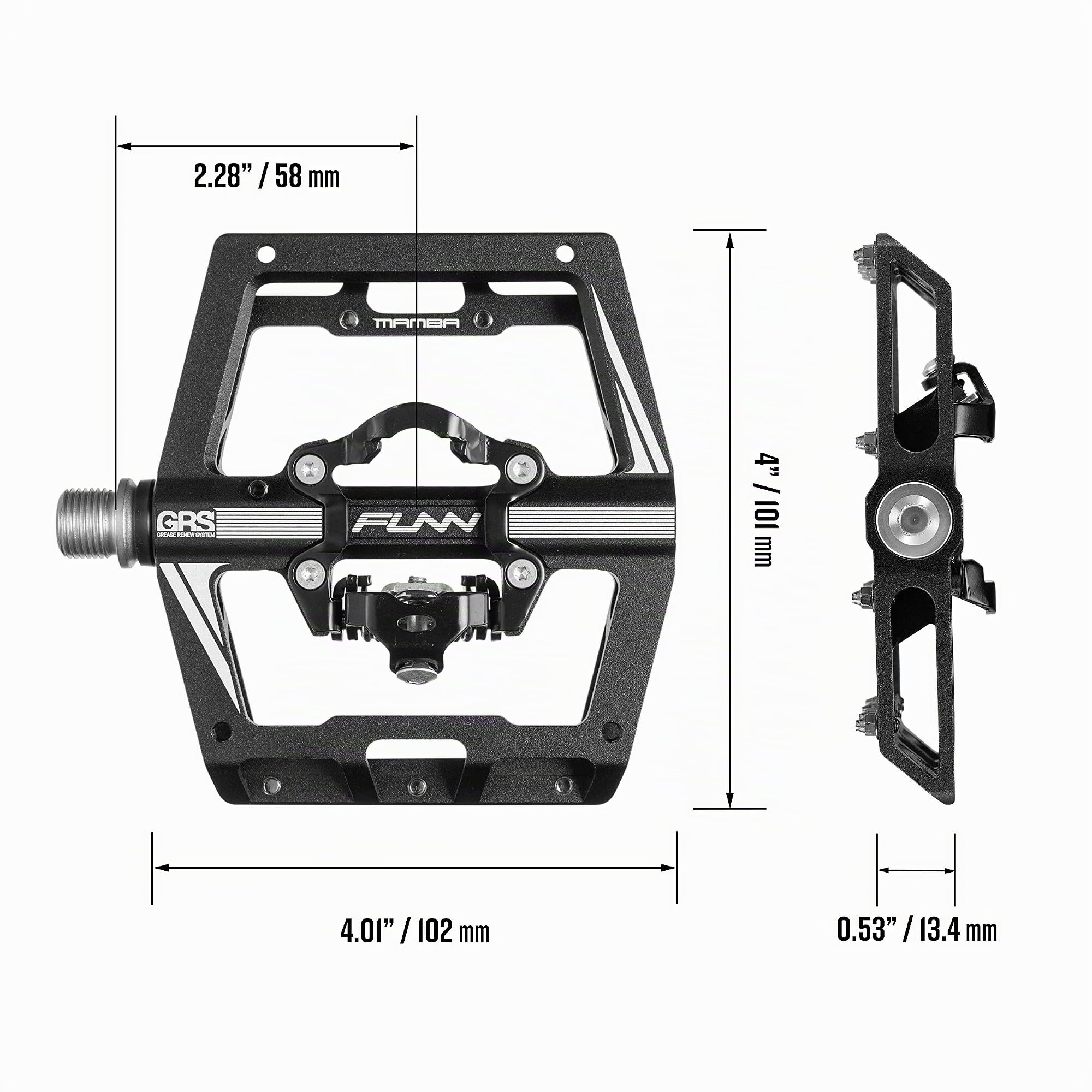 Funn Mamba Pedali Automatici MTB, Singolo Lato, Tacchette SPD | corpo lega 6061 CNC, asse CrMo 9/16, cuscinetto sigillato con boccola DU, per BMX e gravel