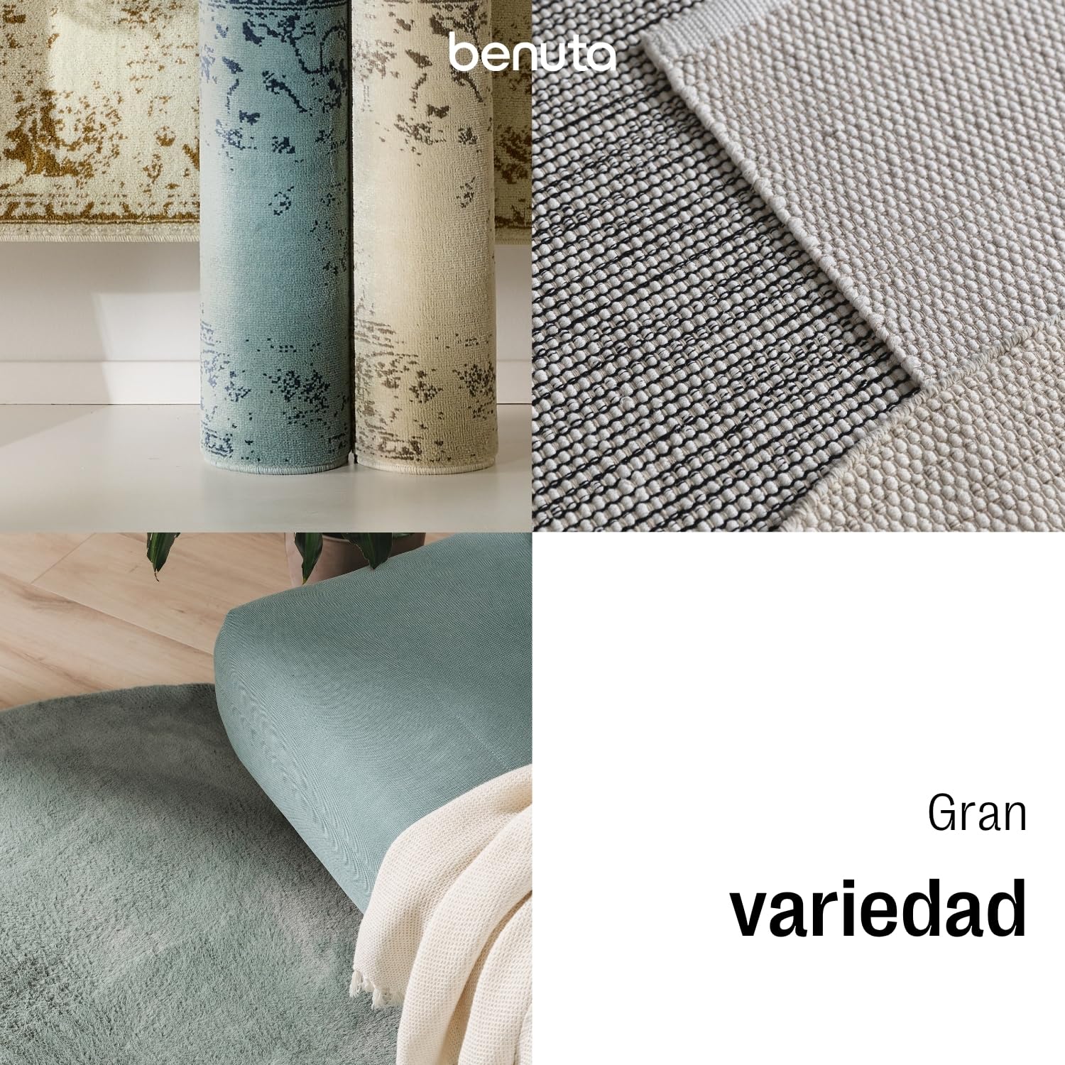 benuta Bajo Alfombra - 190x290 cm Rectangular - Antideslizante Grande - Base Recortable - Malla para salón - Extra Underlay