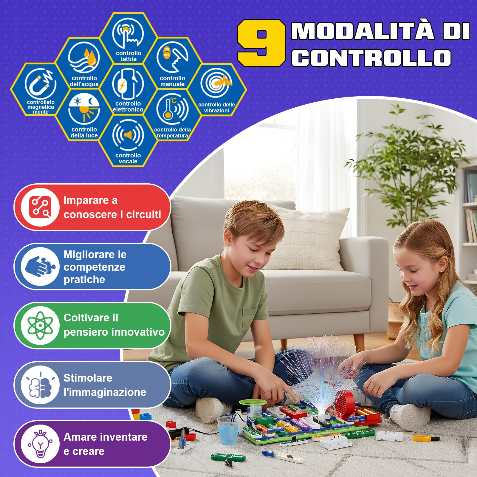 FORMIZON Cassetta elettrica per bambini, scatola per esperimenti per ingegneria elettrica, con istruzioni illustrate, 2000 + possibilità di gioco, giocattolo educativo STEM, regalo per ragazzi e