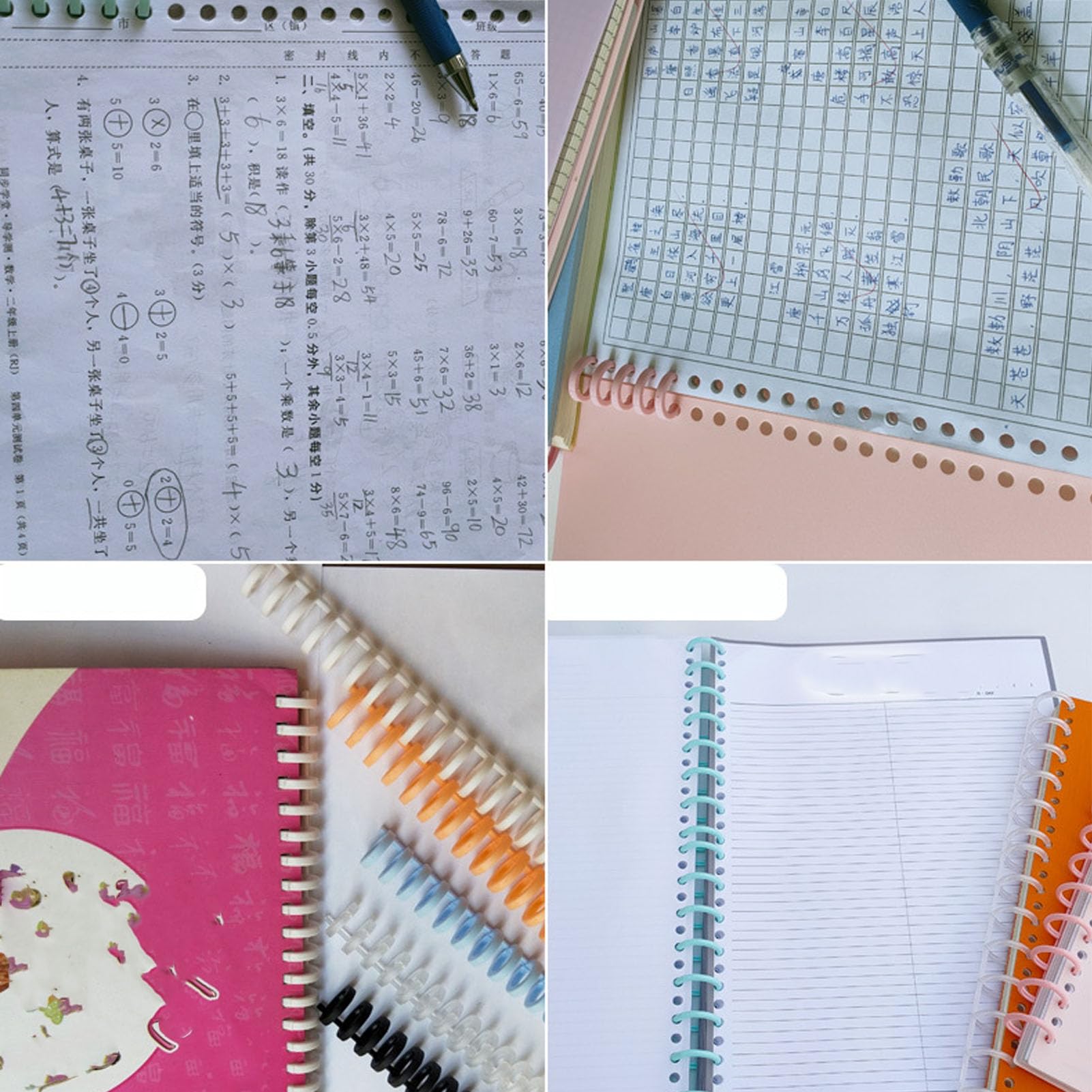 BORDSTRACT 14 pièces 14 couleurs peigne reliure dos, capacité de 150 feuilles 19mm x 30 anneaux PP plastique reliure peigne cahier calendrier