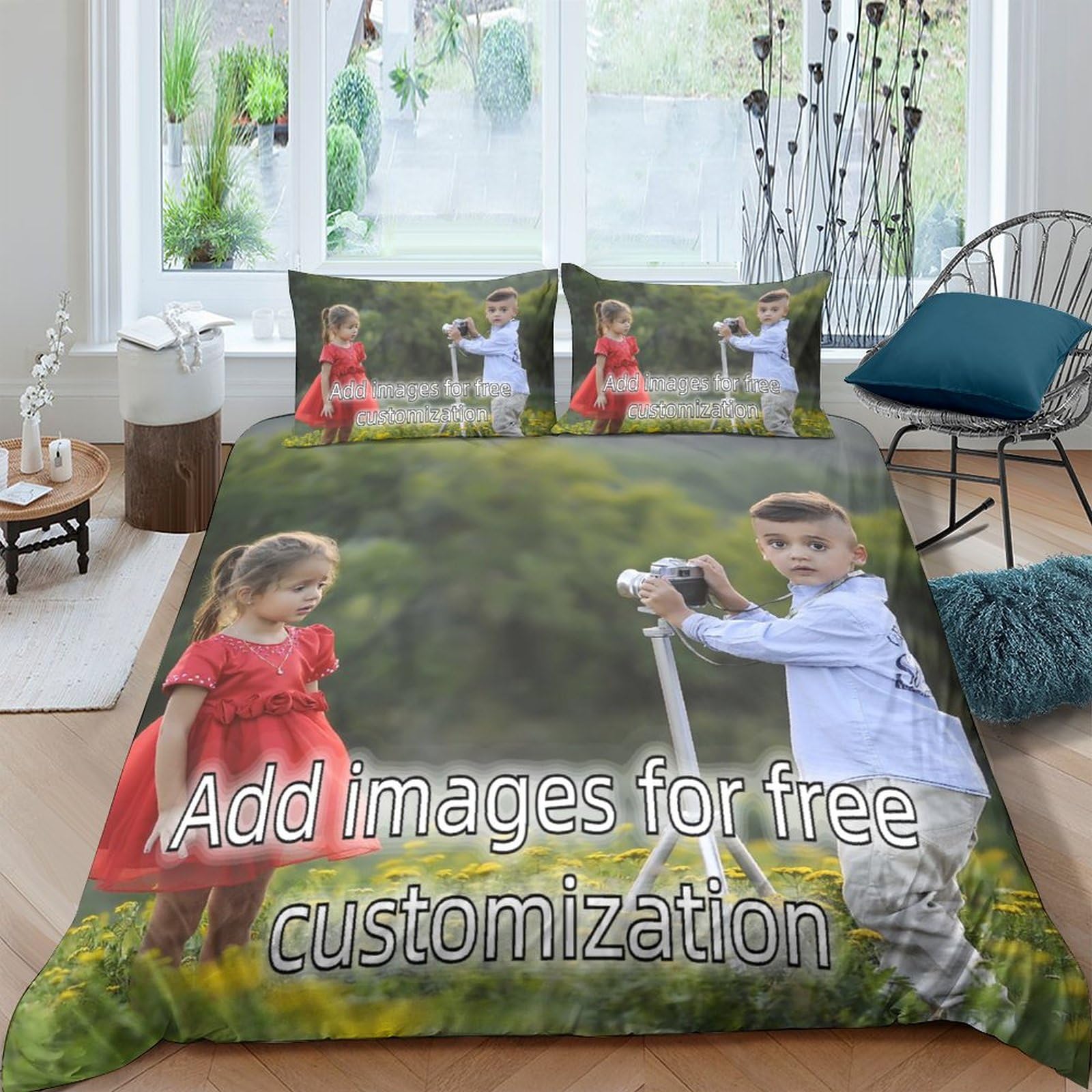 Linge de lit personnalisé en microfibre anti-plis et facile à laver pour grand lit couple