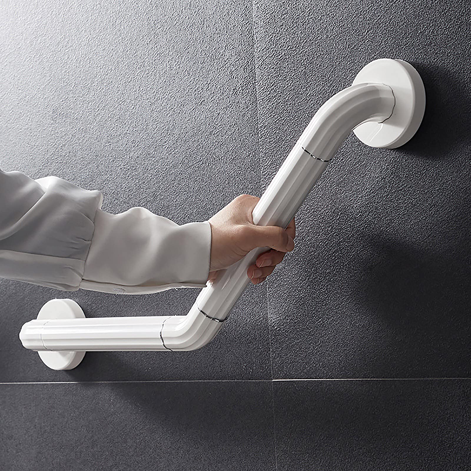 Asa de Seguridad para Baño 48 cm, Barra Baño Minusválido, Asidero Baño, Barra Agarre Ducha, Asidero Ducha, Barra Apoyo Baño, Baranda Baño Niños y Mayores, Barra WC
