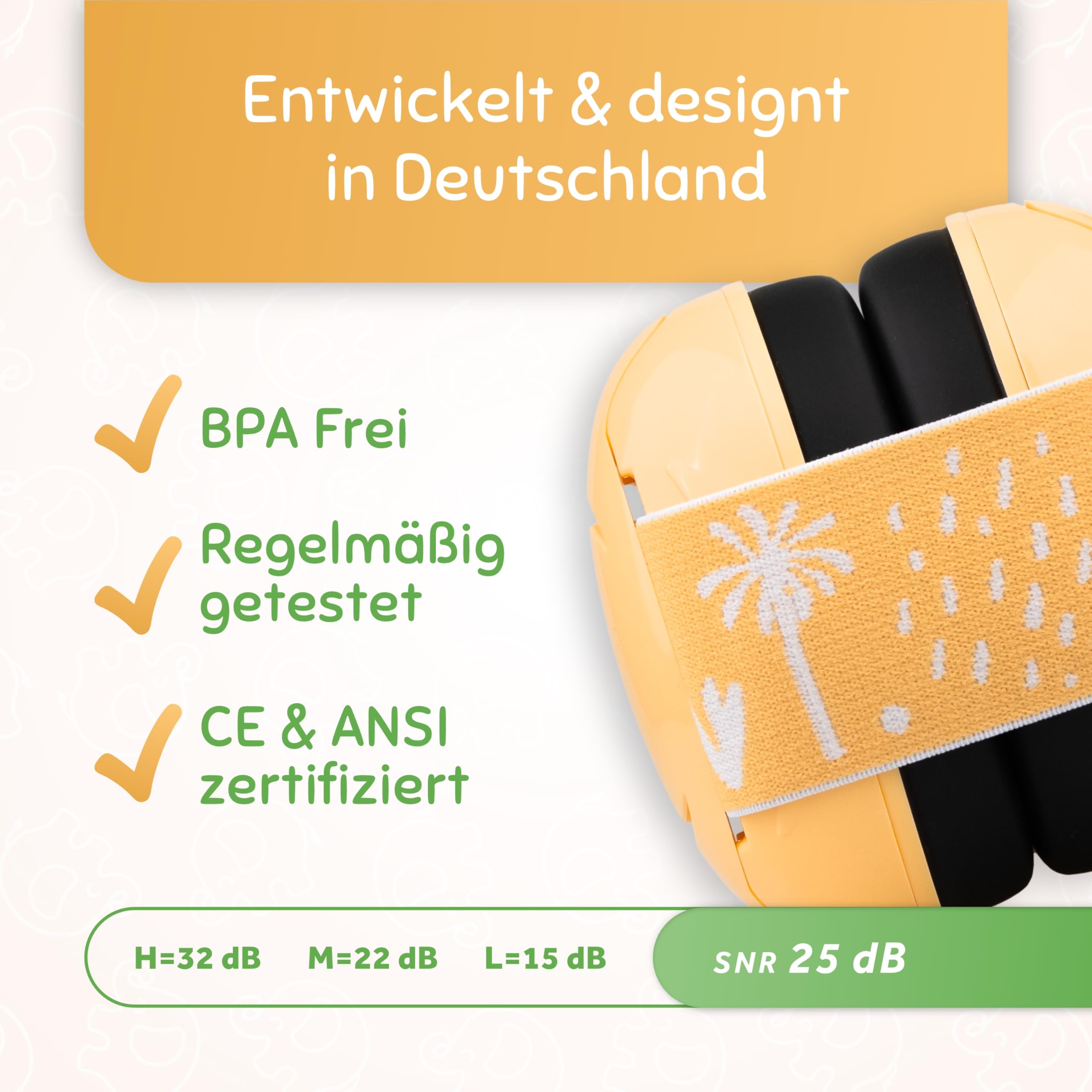 Schallwerk ® Mini+ (Lion Yellow) Gehörschutz Baby & Kinder – Lärmschutz Kopfhörer für Kleinkinder – Hochwertige Ohrenschützer & Hörschutz speziell für Babys