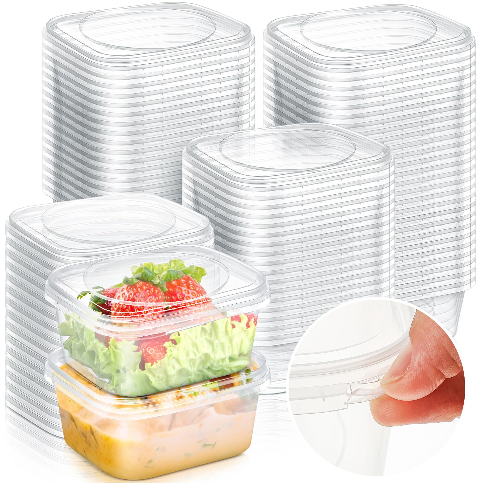 Photo 1 of Yiyiring 100 Pack 16 oz Tamper Proof Clear Deli Containers with Lid Disposable Square Plastic Deli Sandwich Tiramisu Airtight Meal Container for Refrigerator Dishwasher Microwave Take out Kitchen