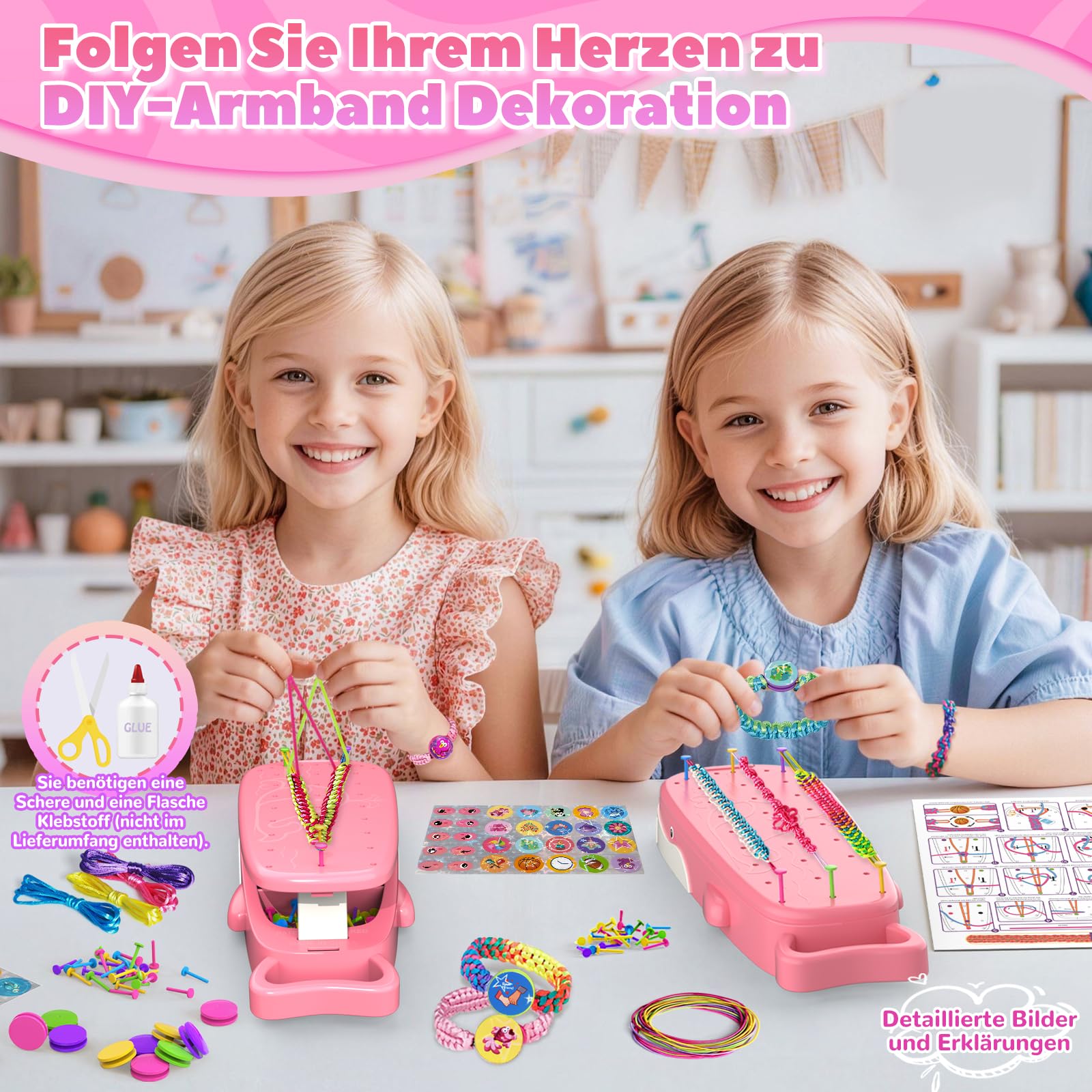 Besuche den Euclidean Cube- Euclidean Cube Freundschaftsarmband Selber Machen, Armbänder Selber Machen Wal geformt DIY Schmuckbastelsets Handwerk für Mädchen im Alter von 6, Armbänder Selber Machen Kinder-Bastelsets (Rosa) in use
