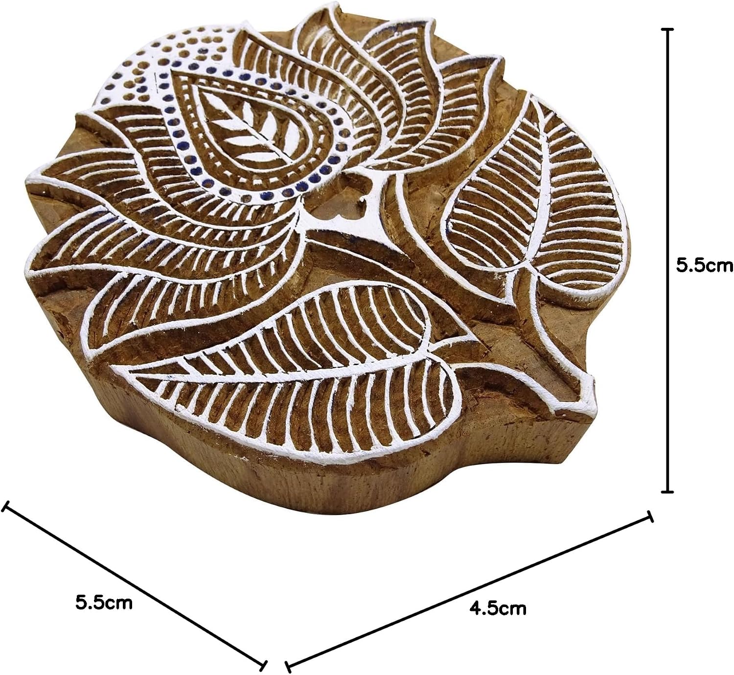 ibaexports Handcarved Lotus Printing Block Wood Block Texile Stamp Block Print
