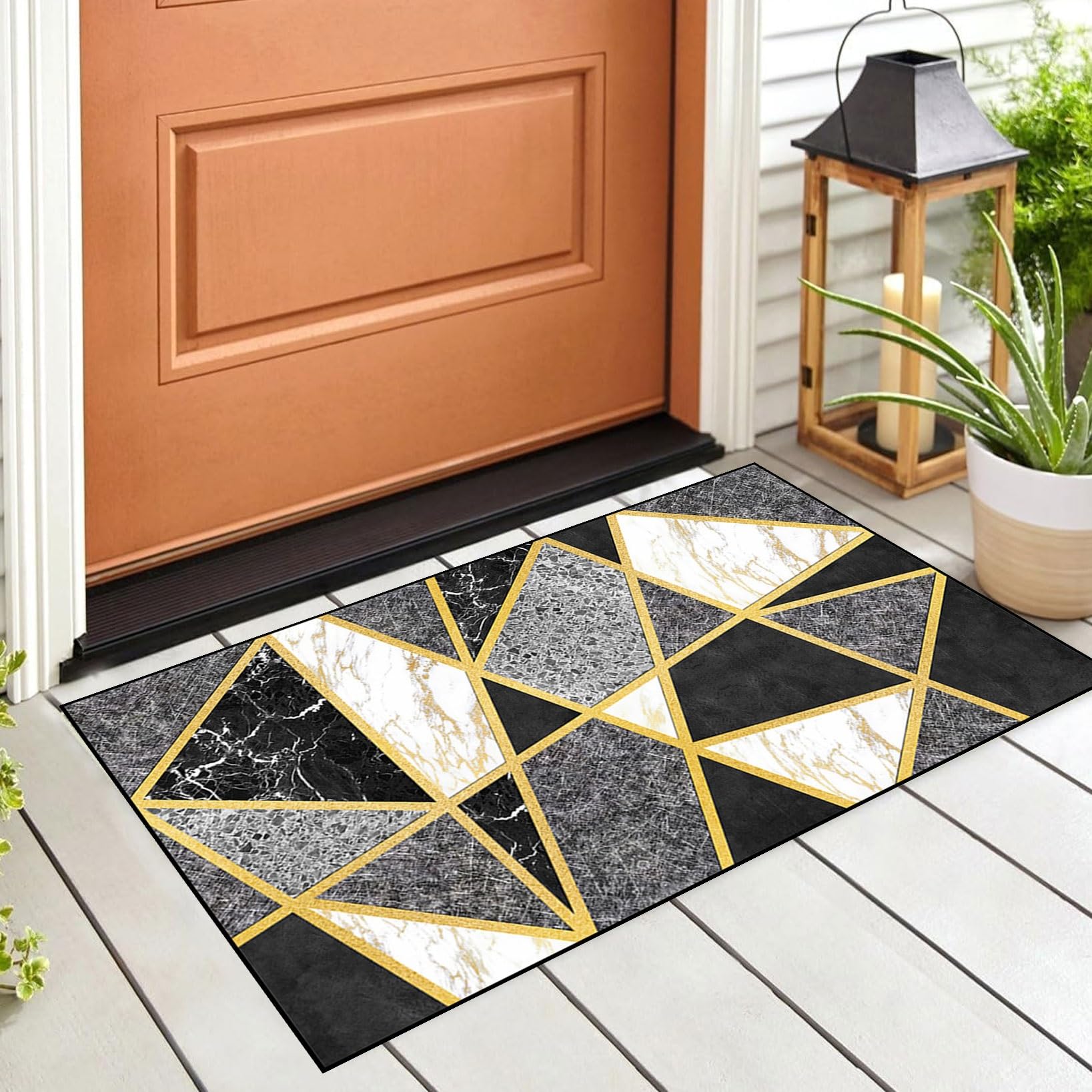 Tapis Cuisine 70 x 200 cm Lavable Antiderapant Tapis de Porte D'Entrée, Moderne Motif Abstrait Vintage, Facile à Nettoyer pour Cuisine, Couloir, Passage, E