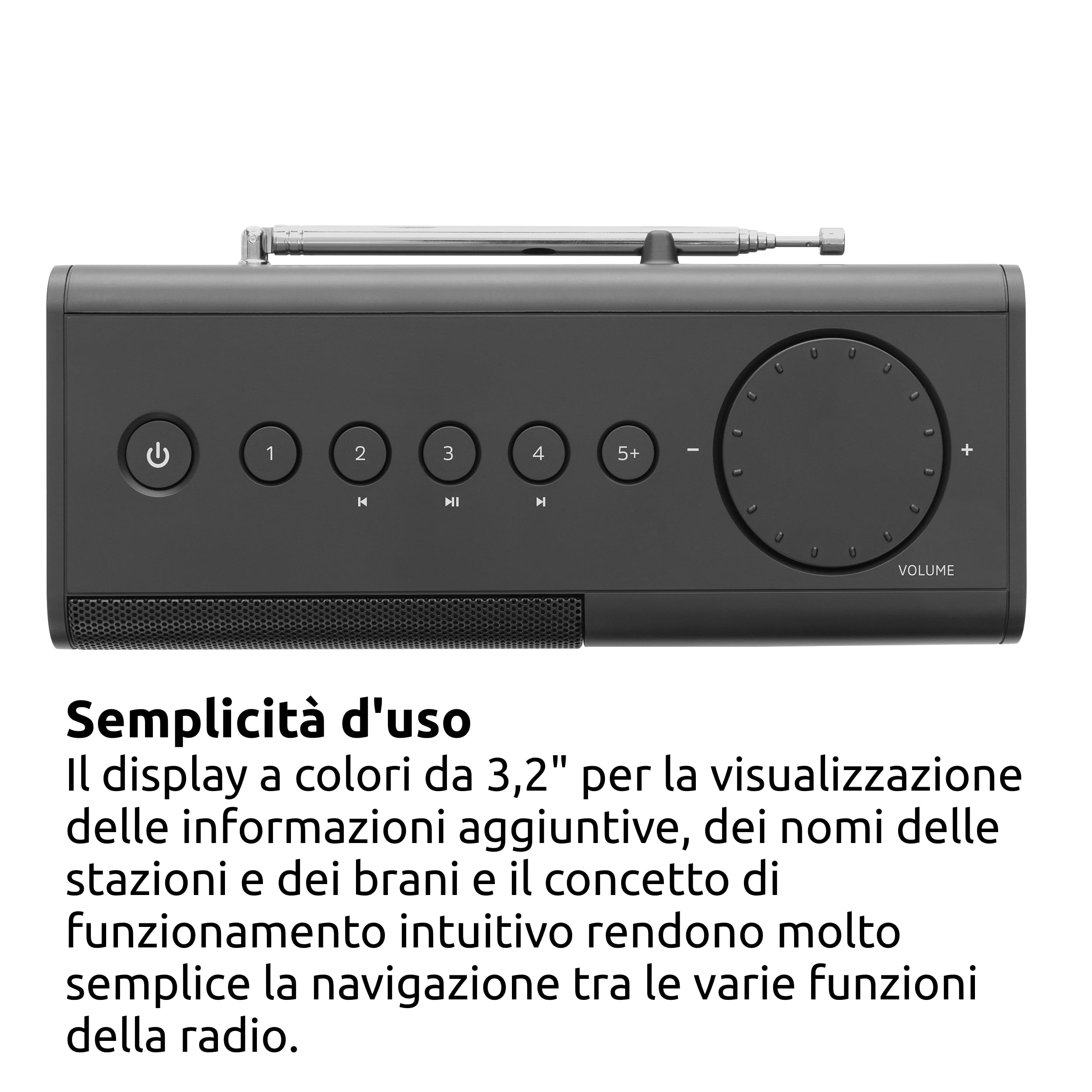 TechniSat DIGITRADIO 217 – Radio digitale DAB+ compatto e portatile (FM, display a colori, Bluetooth, tasti diretti, rete/batterie, doppia sveglia, memorie preferiti) nero