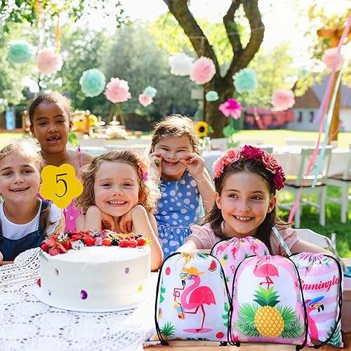 Miniatura 7 de 24 bolsas con cordón de flamenco, bolsa de regalo, bolsa de regalo de flamenco de verano, mochila con cordón de playa, mochila de cuerda rosa, bolsa