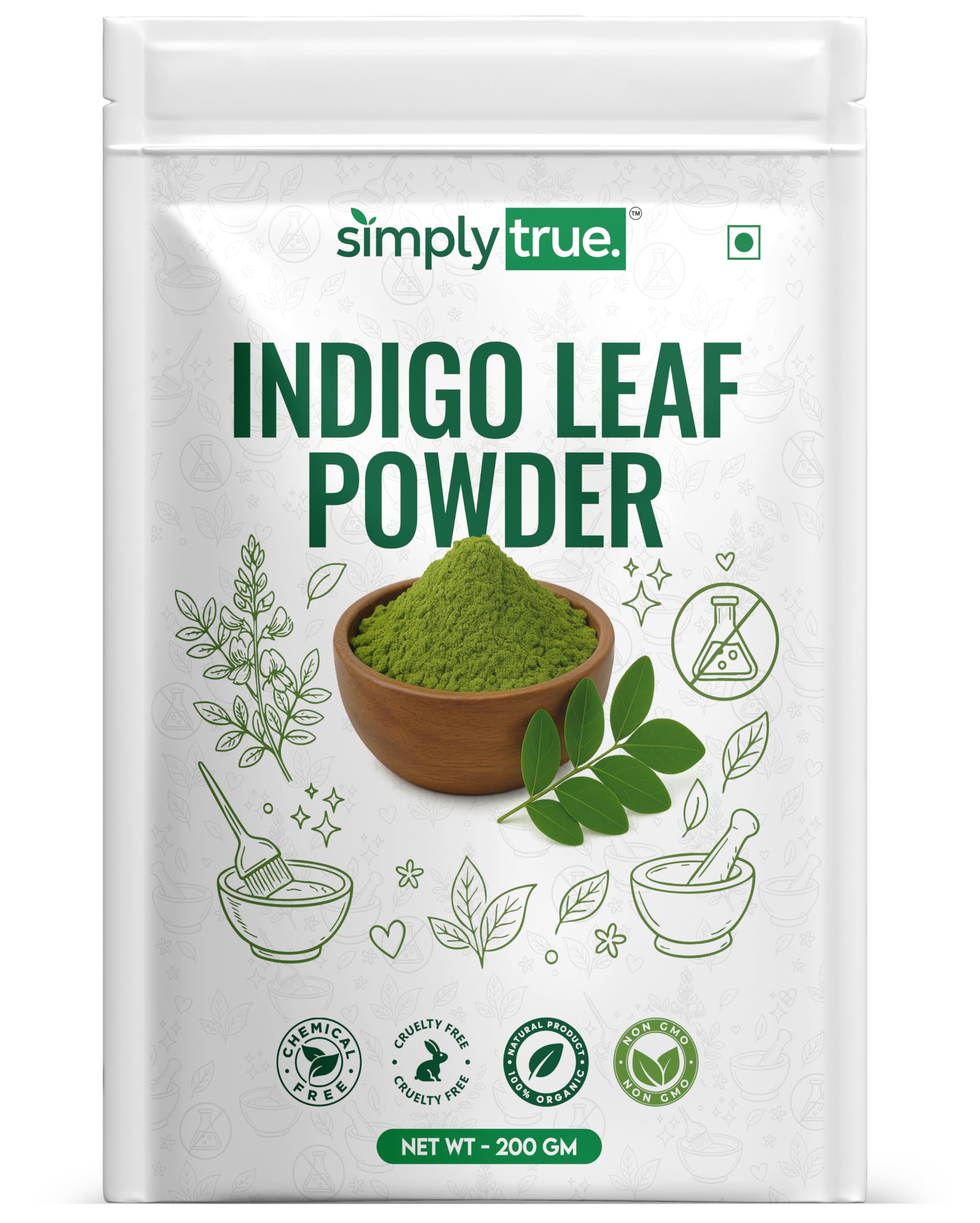 Organic Indigo Powder for Black Hair Color (200g) | 100% Pure & Natural Hair Dye | Chemical Free | For Men & Women-image-34