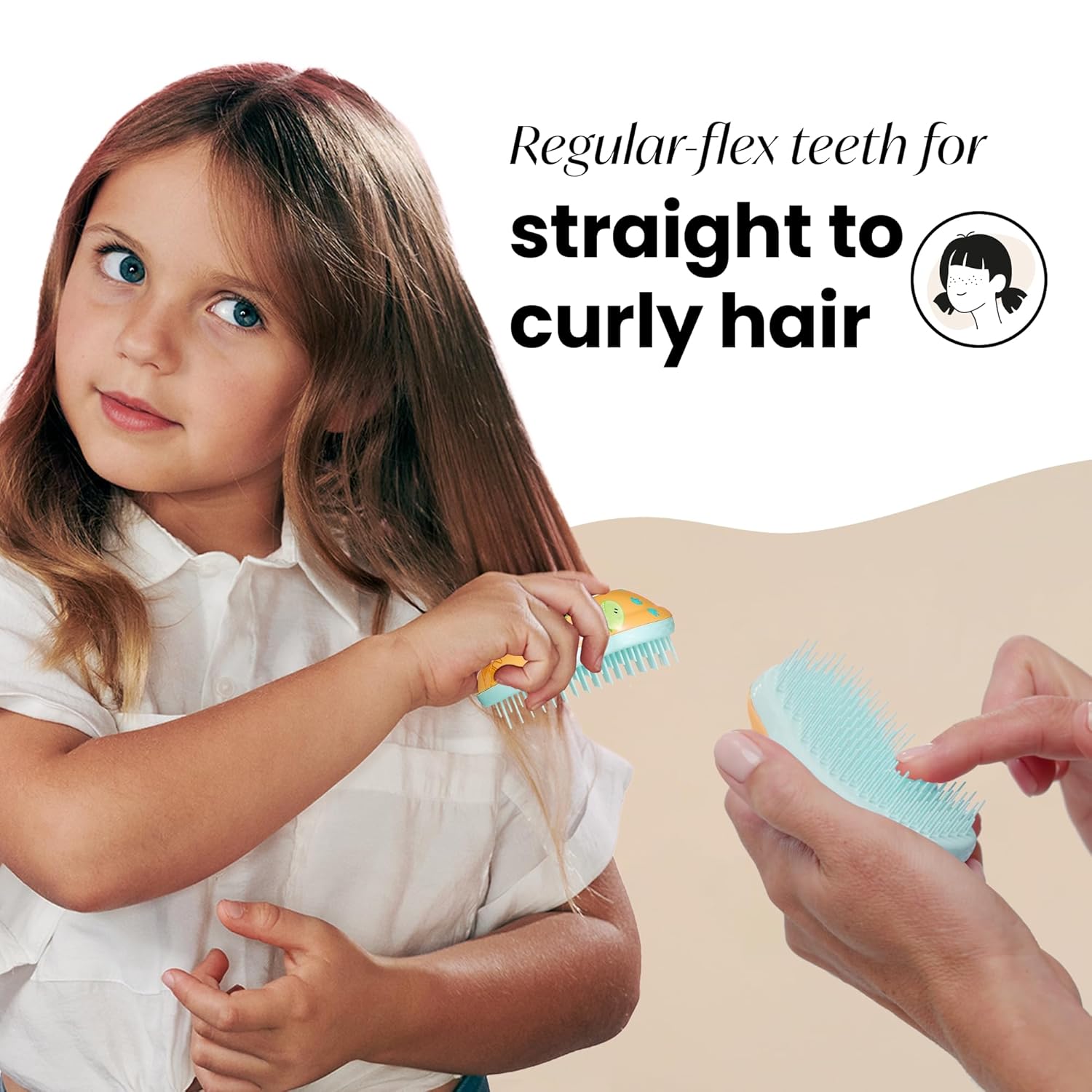 Tangle Teezer Original Detangler Brush, Dry & Wet Travel Size Mini Hair Brush, for Kids & All Hair Types, Dino Mighty