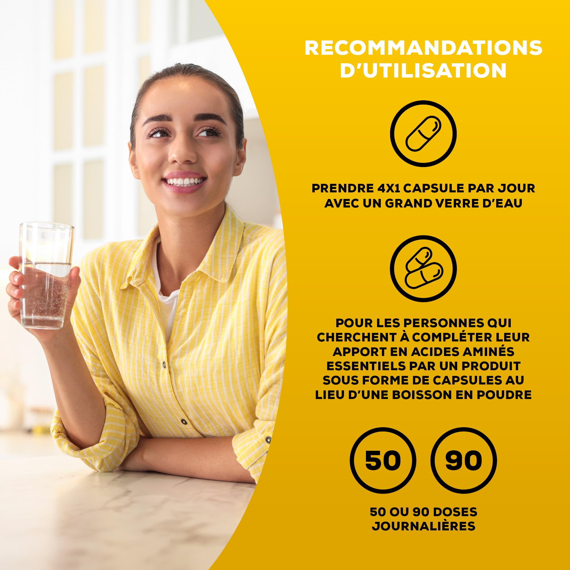 BioTechUSA EAA Capsules | 3200mg Acides Aminés Essentiels, Les 9 essentiels | Ratio recommandé par l'OMS | 200 capsules