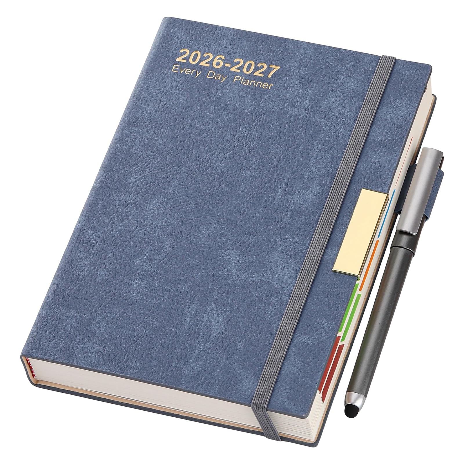 2026-2027 Diary A5 Page a Day,Diary 2026-2027 from Aug to Aug,13Months Planner,Hardcover Daily Planner with Colorful Monthly Tabs,Pen,Pen Loop, Inner Pocket, Bookmarks (Blue) — image 1