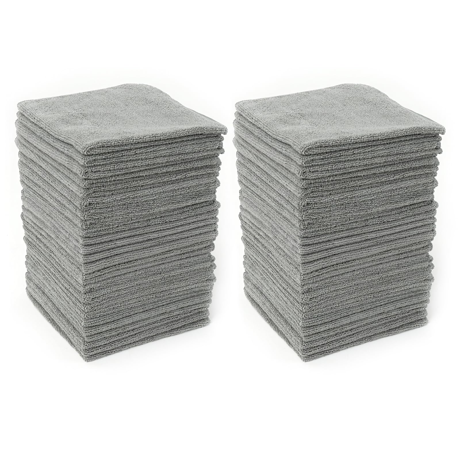 HAWOK Microfiber Cleaning Cloths with Poly Scour Scrub Side, 13 x 13 inches, 50 Pack, Glass Car Window Dish Cloths, Reusable and Machine Washable, Lint-Free, Medium Grey