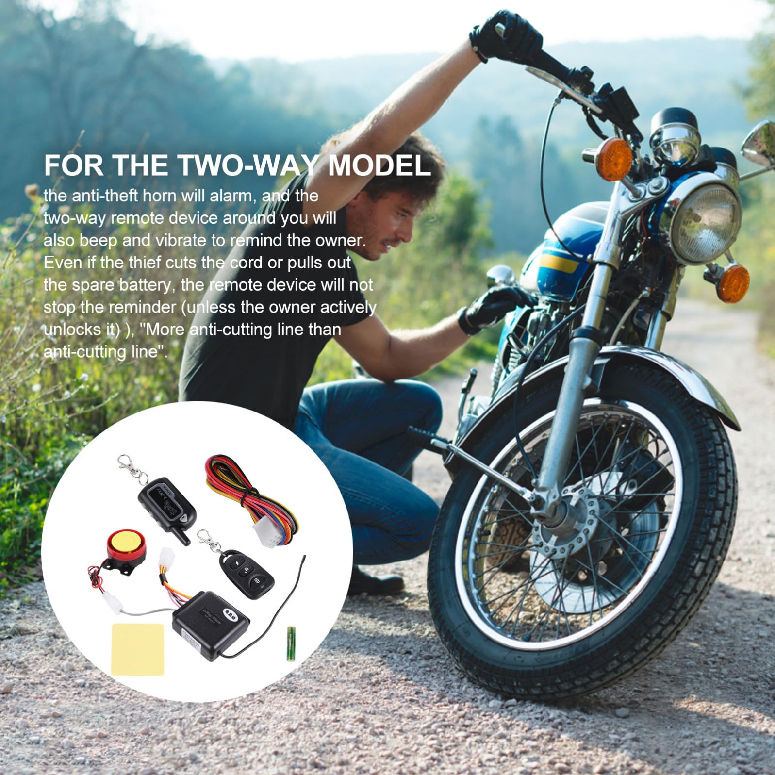INOOMP Système D'alarme Alarme Anti-Ouverture à Distance pour Moto et Motorbike Bidirectionnel Abs Cuivre Petite Taille Alarme de Vibration pour Usage Extérieur
