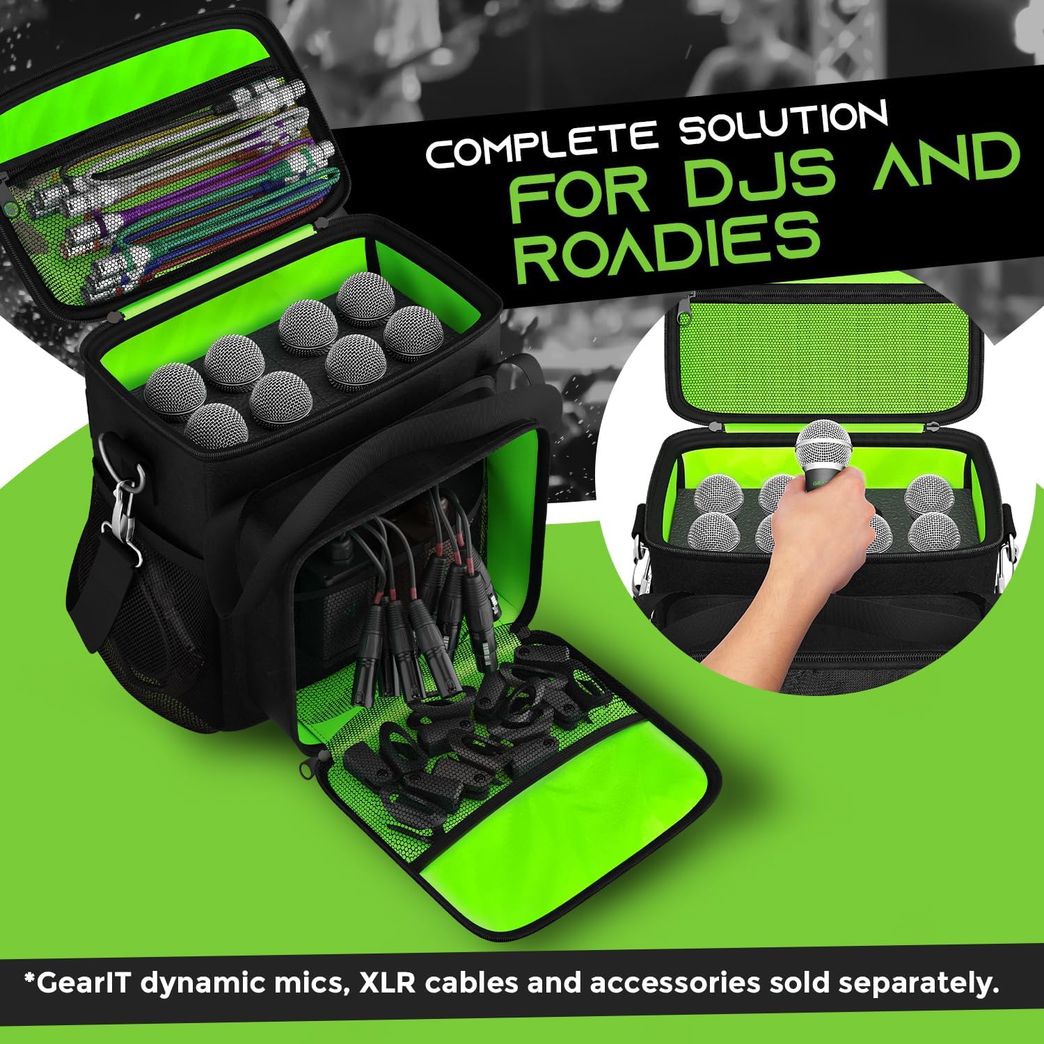 GearIT Padded Softcase for 8 Microphones and Accessories (mics not included)