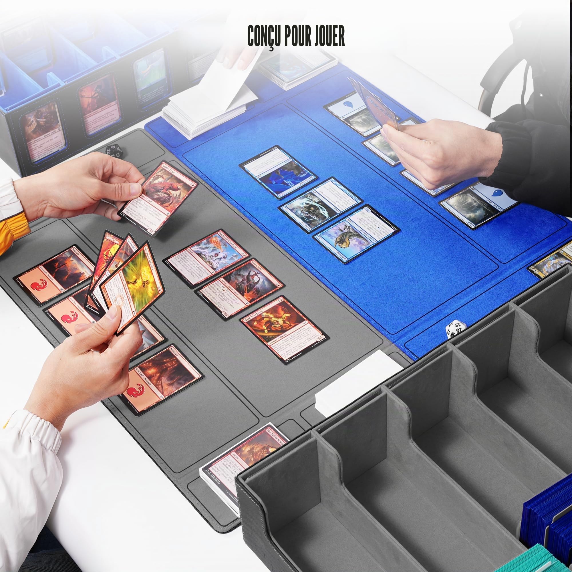 Kabinka Boîte de rangement pour cartes à collectionner avec écran Commander, étui à 5 rangées avec couvercle amovible ; boîte de plus de 3 900 cartes pour cartes de sport MTG TCG, 5 toploaders, 5