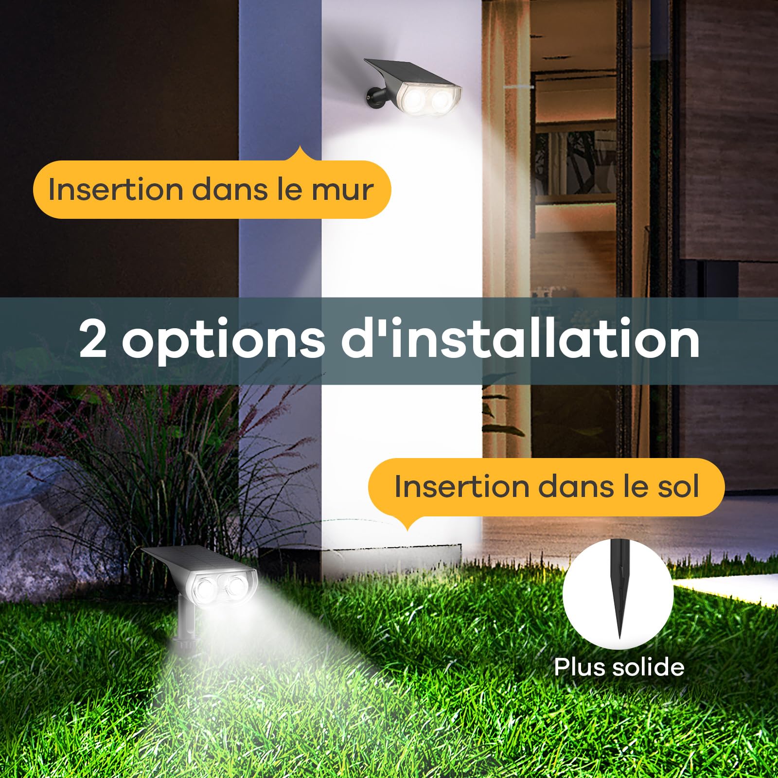 Linkind Lot De 4 Lampes Solaires Extérieures 1000lm Avec Détecteur De Mouvement – 24 LED, 3 Modes, IP67 Étanche, Blanc Chaud/Froid, Éclairage Jardin, Allée, Garage