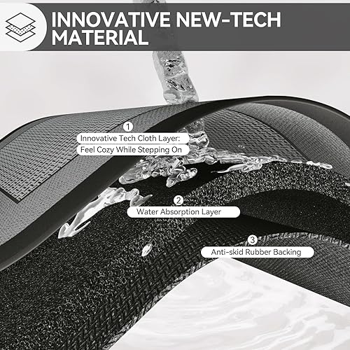 Miniatura 7 de Tapete de baño delgado antideslizante, con parte trasera de goma, ultra fina, para debajo de la puerta, de secado rápido, súper absorbente, lavable,