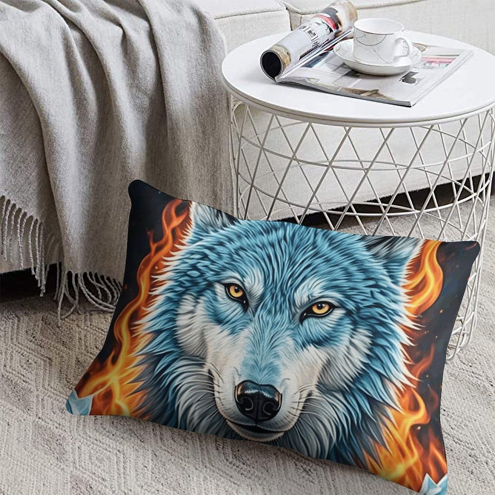 FodPand Decorative Throw Pillow Covers 8x12 Short Plush Wolf Body Pillowcase Cushion Cases with Invisible Zipper Rectangle Lumbar Pillow Shells for Sofa Couch Chair Bed Home Decor