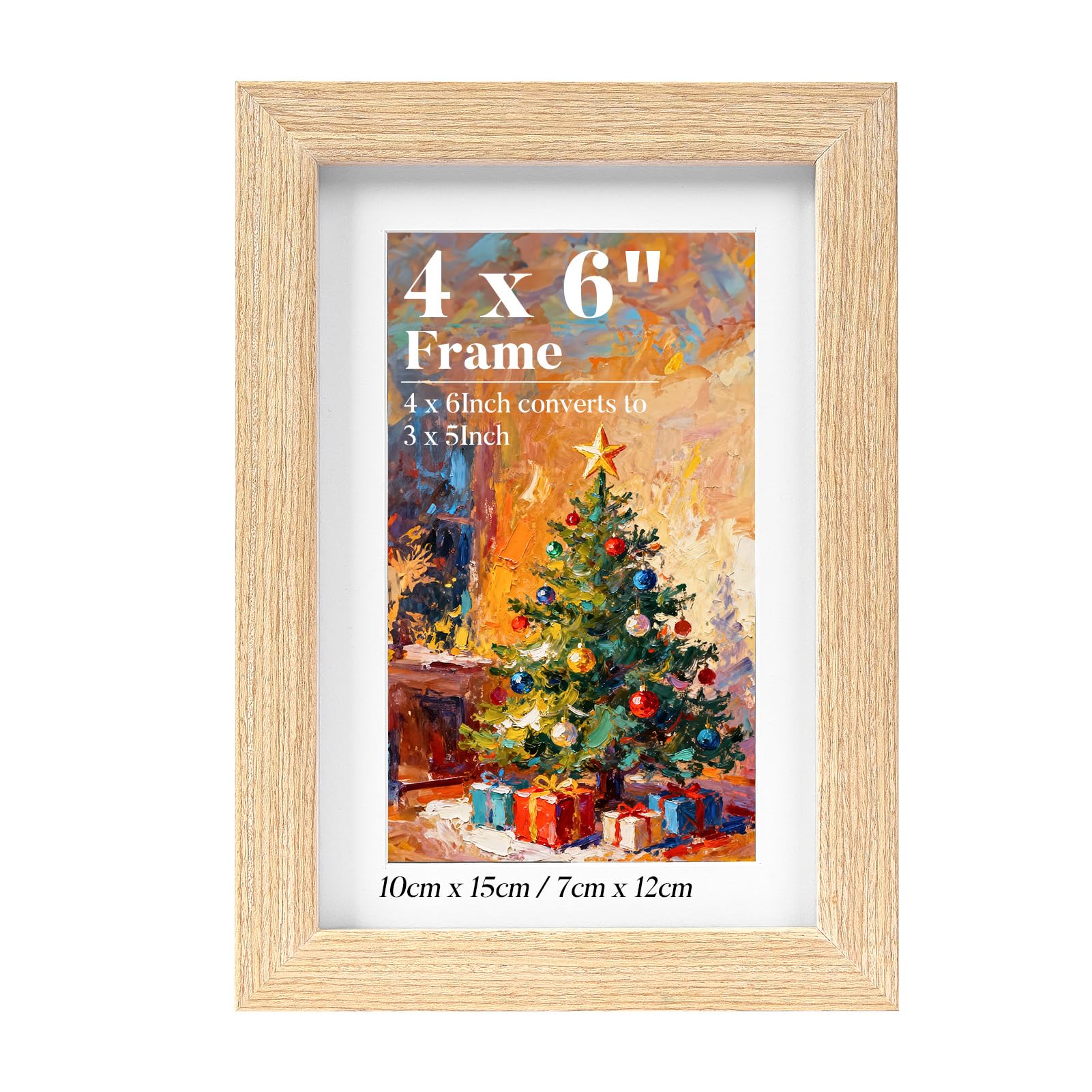 HOUSE DAY 6x4 Photo Frames,100% Solid Wood Picture Frames 6x4 with 3x5" Mount,Wooden A6 Frame Postcard Frame Tabletop and Wall Mounting for Family,Landscape,Pet Memorial,Wedding,Pack of 1 — image 1