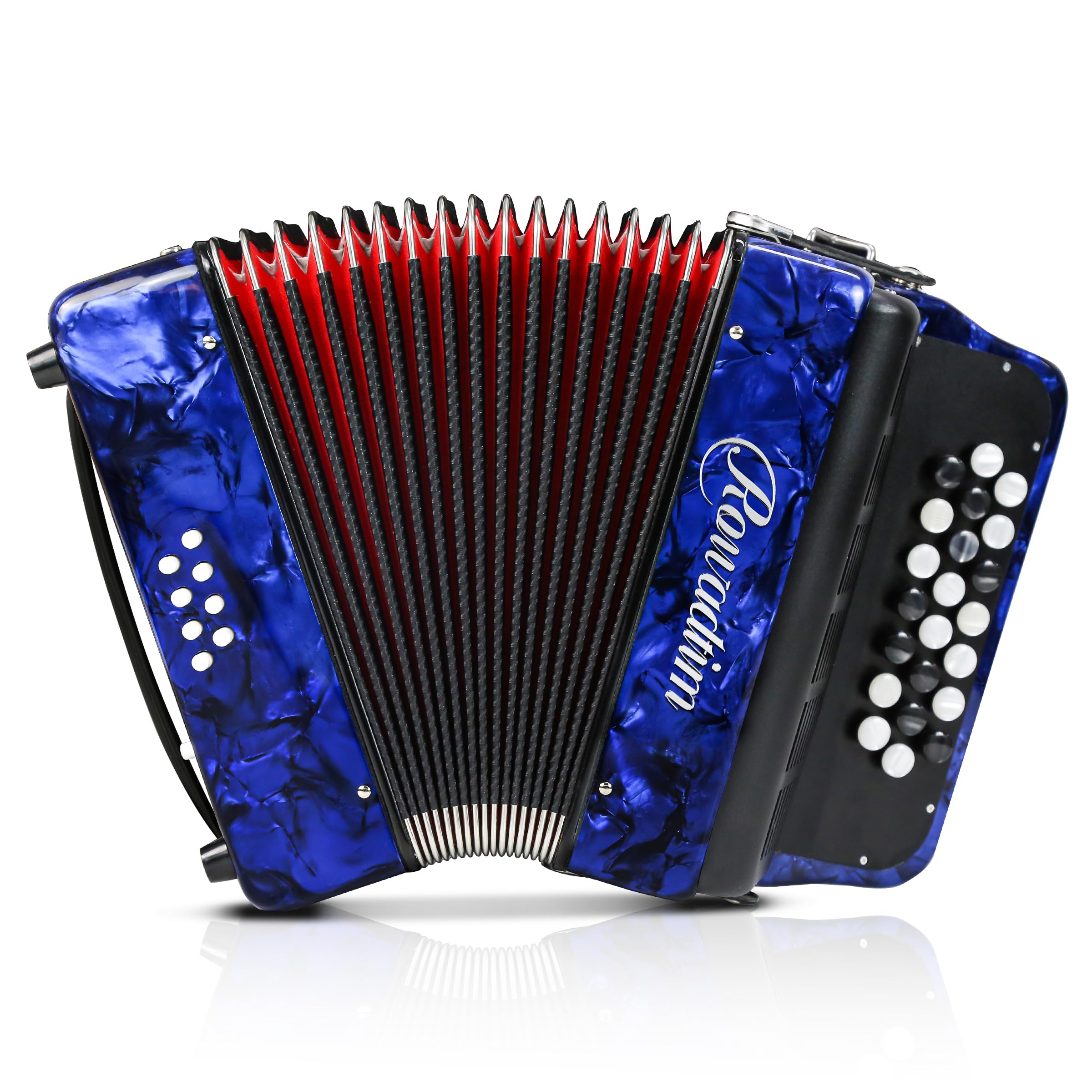 Accordion - 22 keys 8 bass, lightweight piano accordion for beginners, vibrant design for beginners and adults for easy learning (8 Bass, Blue)