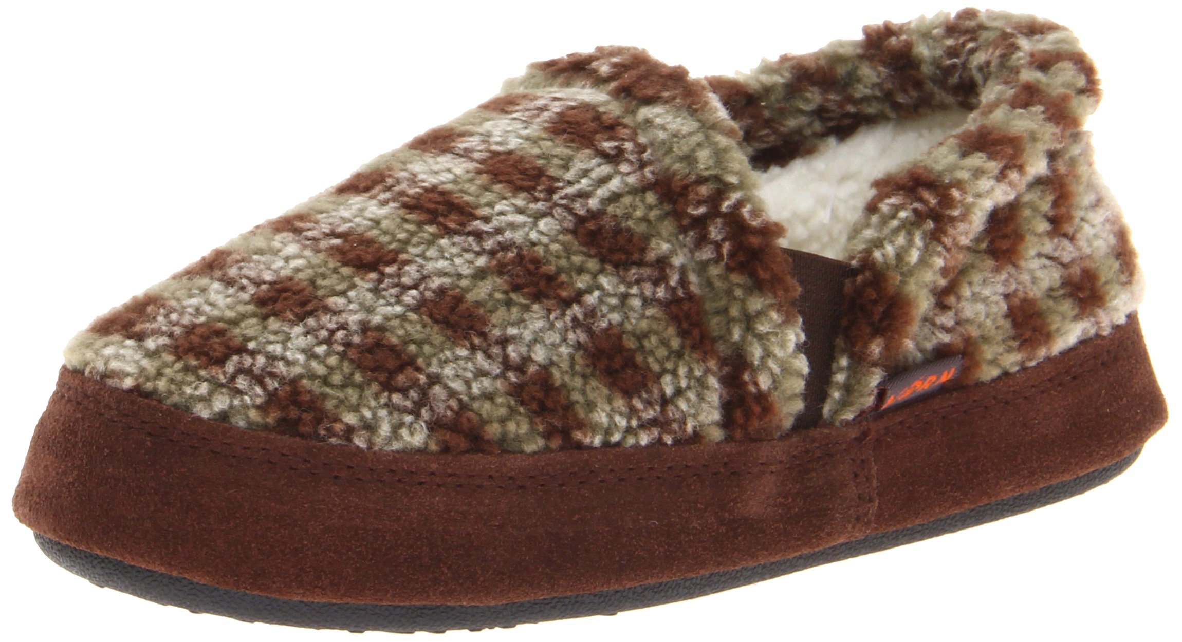 Acorn Colby Gore Moc Slipper, Brown Check, US 1-2 Unisex Little Kid