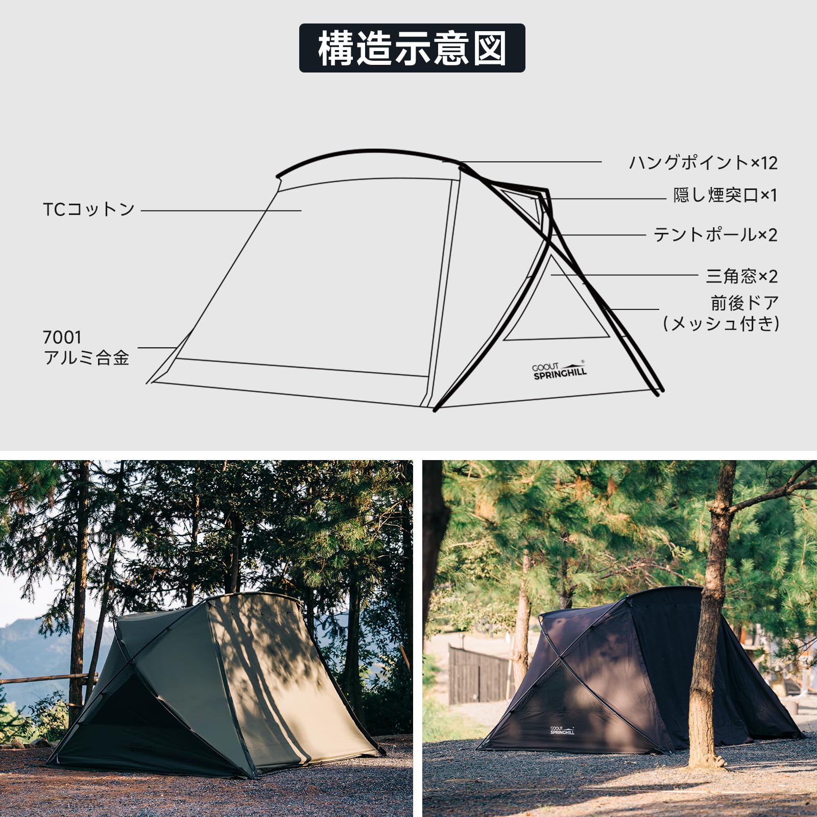 公式新品】Springhill蓬萊ポリコットンテントTCテントドームテント4人用 Amazon.co.jp: Springhill 蓬萊 ポリコットンテント TCテントドーム