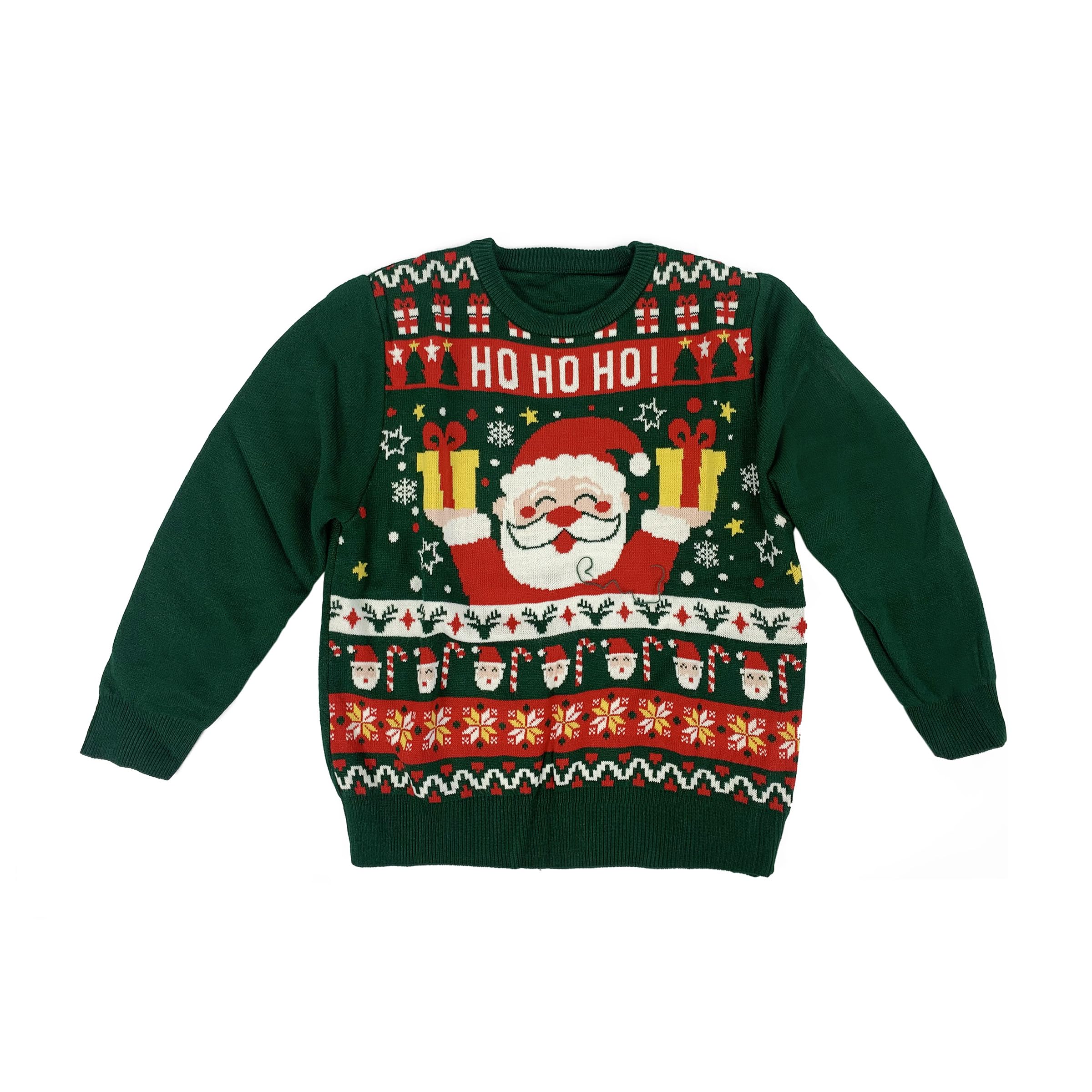 Jersey Navideño para Niños y Niñas 100% Poliéster Estampado Cuello Redondo Manga Larga