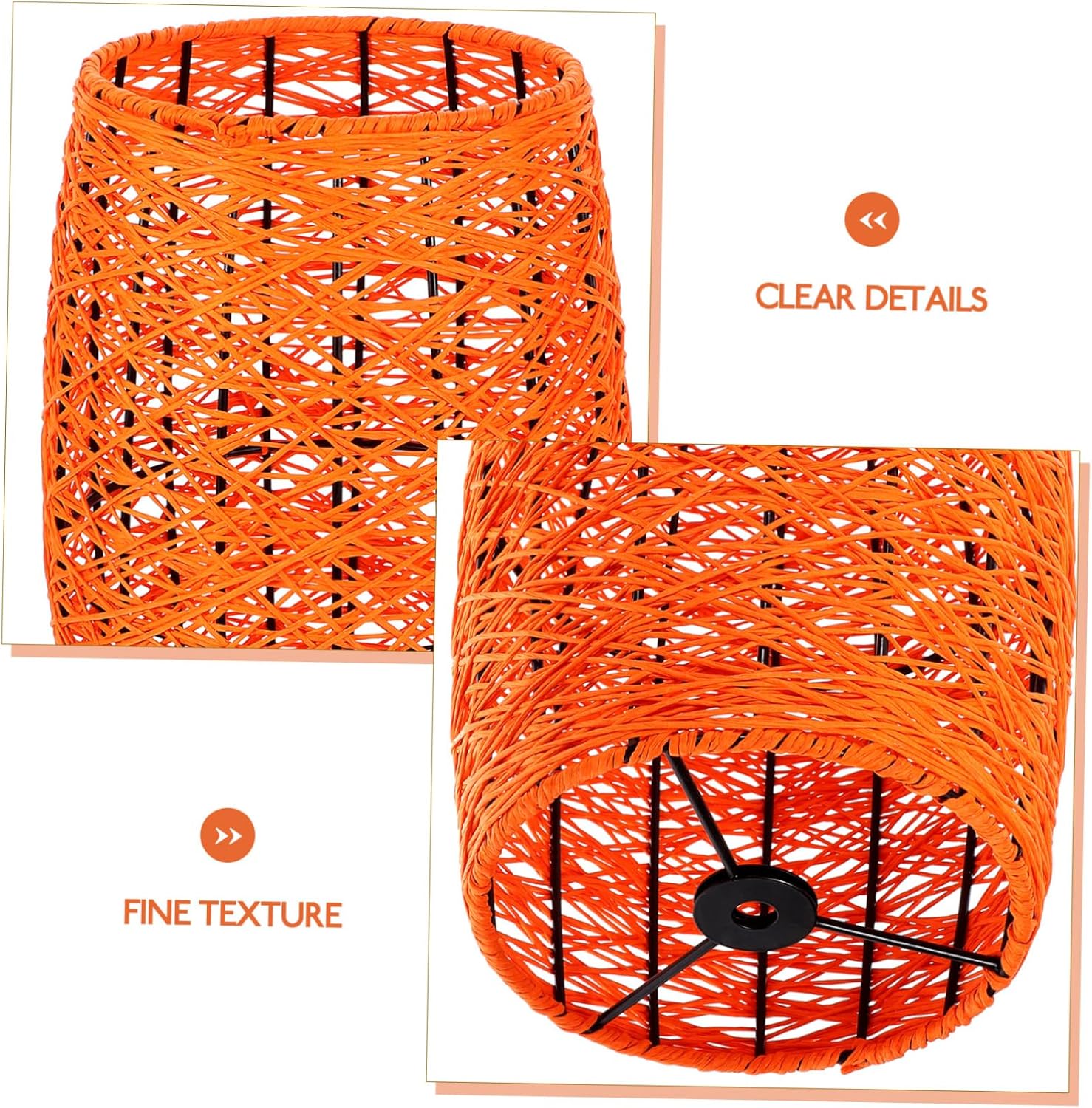 POPETPOP Boho Style Rattan Lamp Shade Hanging Lamp Cover Diffuse Lighting for Living Room