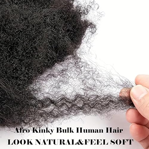 Miniatura 4 de Afro Kinkys - Extensiones de cabello humano a granel para extensiones de rastas de 8 pulgadas, 1.06 oz, color negro natural, cabello humano trenzado