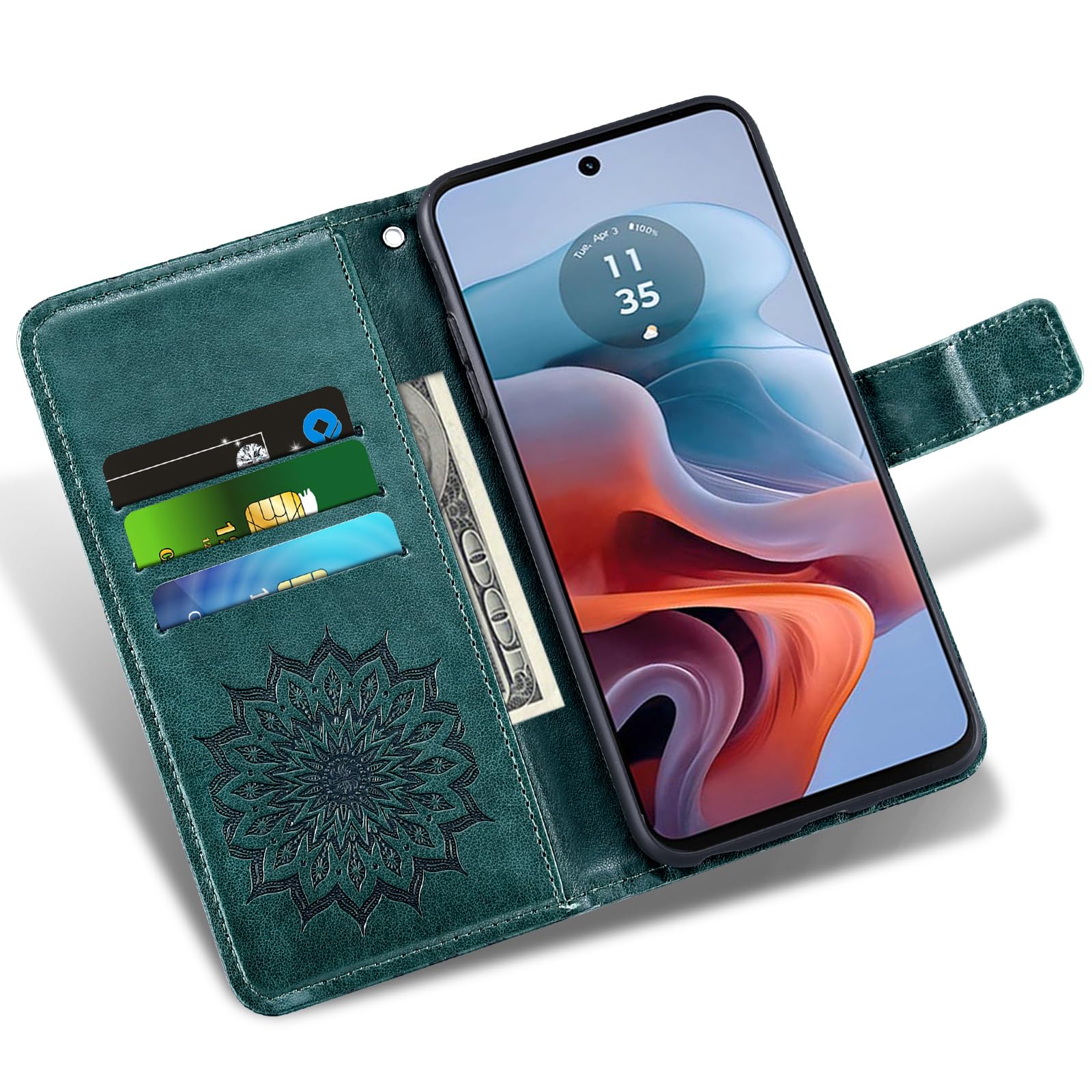 Asuwish Phone Case For Motorola Moto G34 5G Zipper Wallet Detachable Cell Cover With Tempered