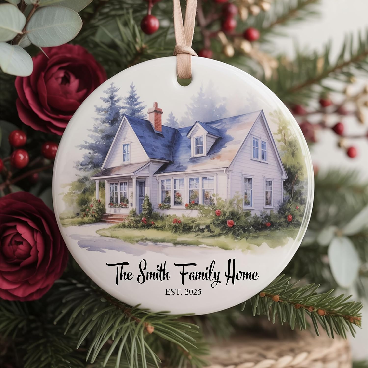 Amazon.com: Noni Personalized New Home Christmas Ornament, Watercolor ...