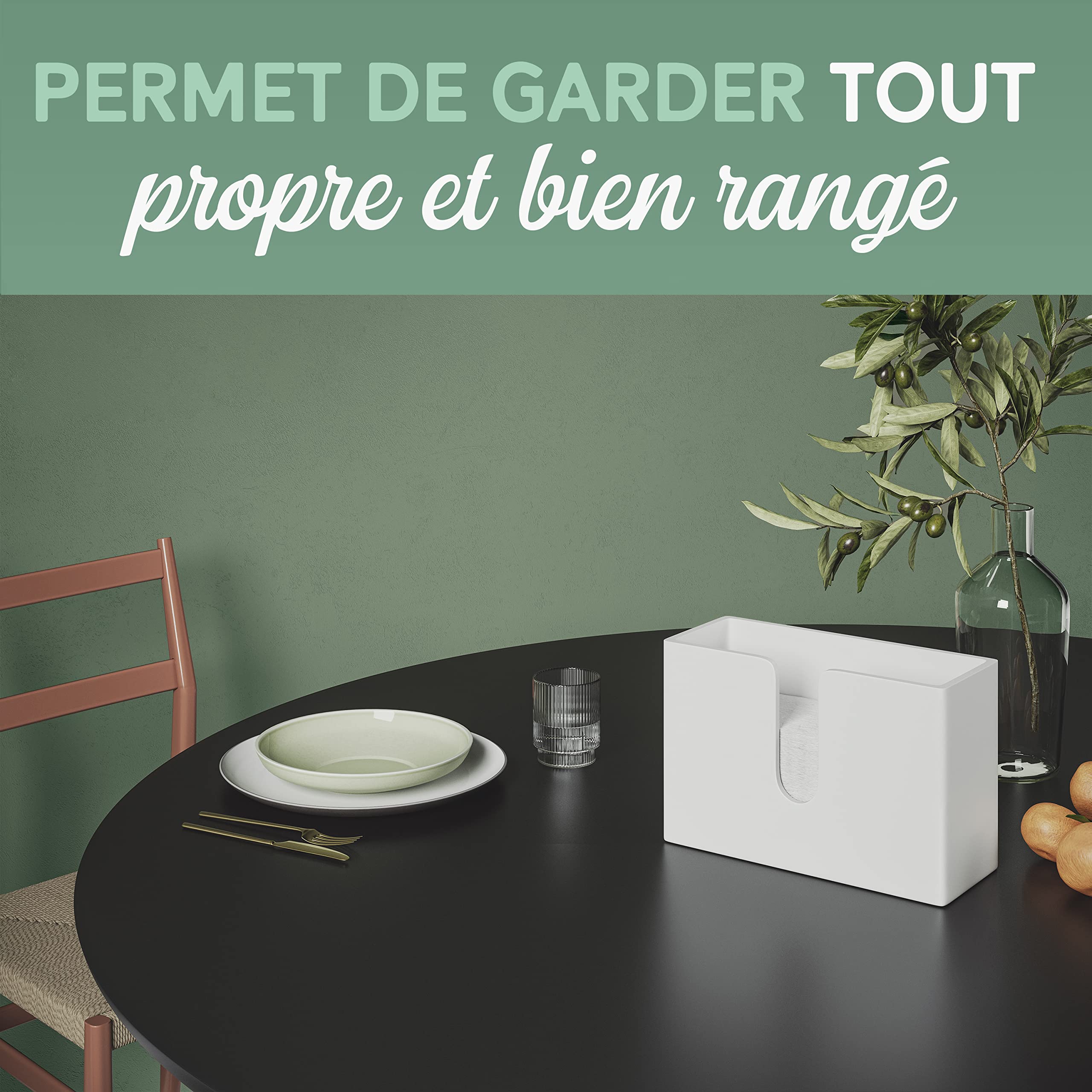 Nature Supplies | Distributeur Essuie Main Mural | Distributeur Papier Cuisine Et Salle De Bain | Devidoir Essuie Tout Mural | Porte Serviette De Table Feuille À Feuille, Pliés en V/C, Rechargeable