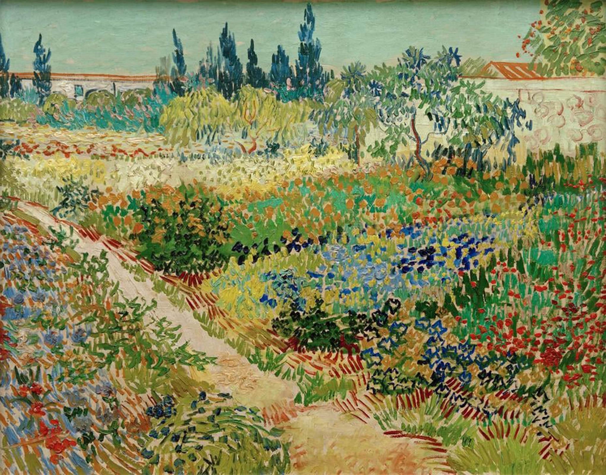 ARTXLXXBN Famous Print Painting Colorful Art Print Flowering Garden with a Path Canvas Art Decorations for Home Decor 60x90cm