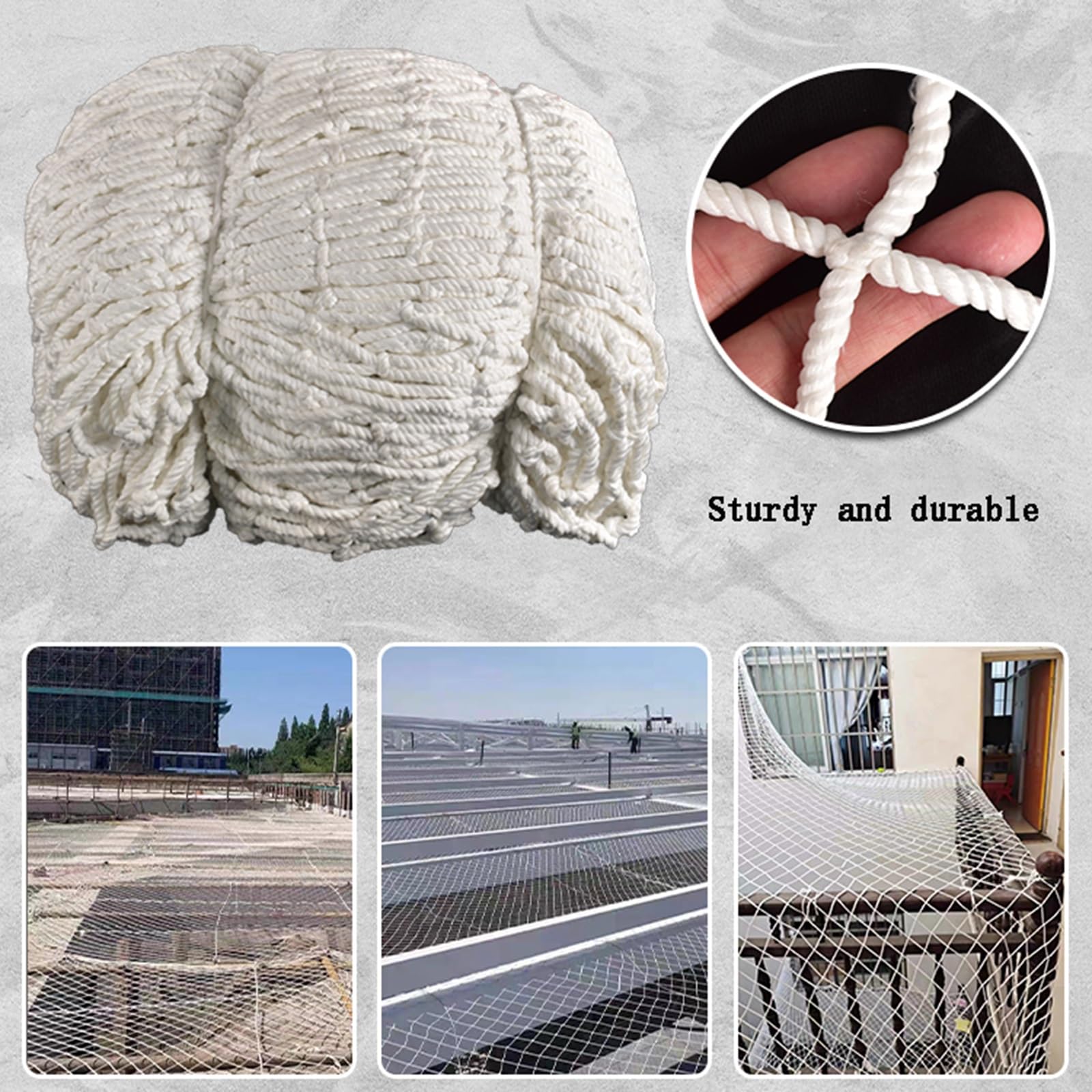 SHAARI Red De Cuerda para Obras De ConstruccióN Gran Capacidad De Carga, Resistente Al Desgaste Adecuada para Andamios, ProteccióN De Estanques PiscíColas(5cm Mesh,3x4m)