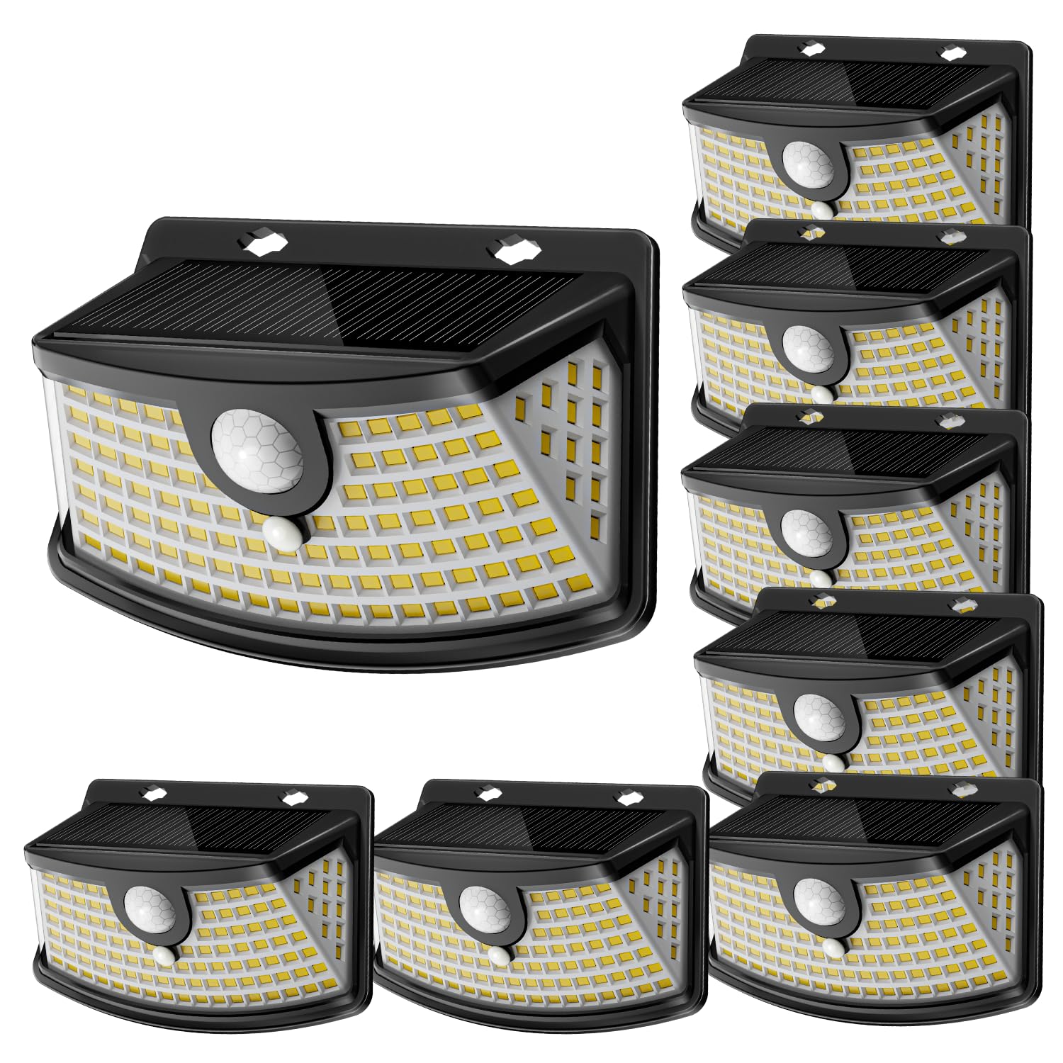 Aootek New Solar Lights 120 LEDs with Lights Reflector,270° Wide Angle, IP65 Waterproof, Easy-to-Install Security Lights for Front Door, Yard, Garage, Deck (4 Pack)