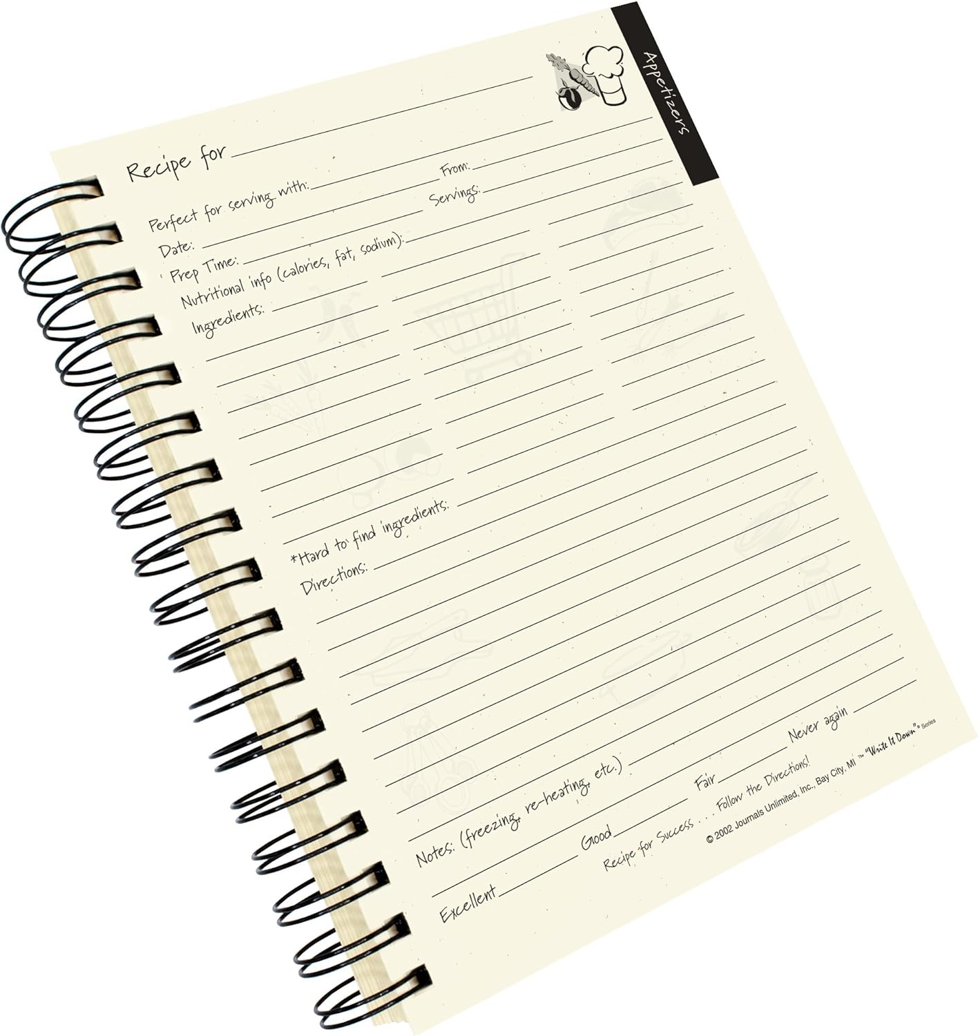 Write it Down series by Journals Unlimited, Guided Journal, Recipes, A Cooking Journal, Full-size 7.5"x 9", Avocado Green Hard Cover, Made in USA