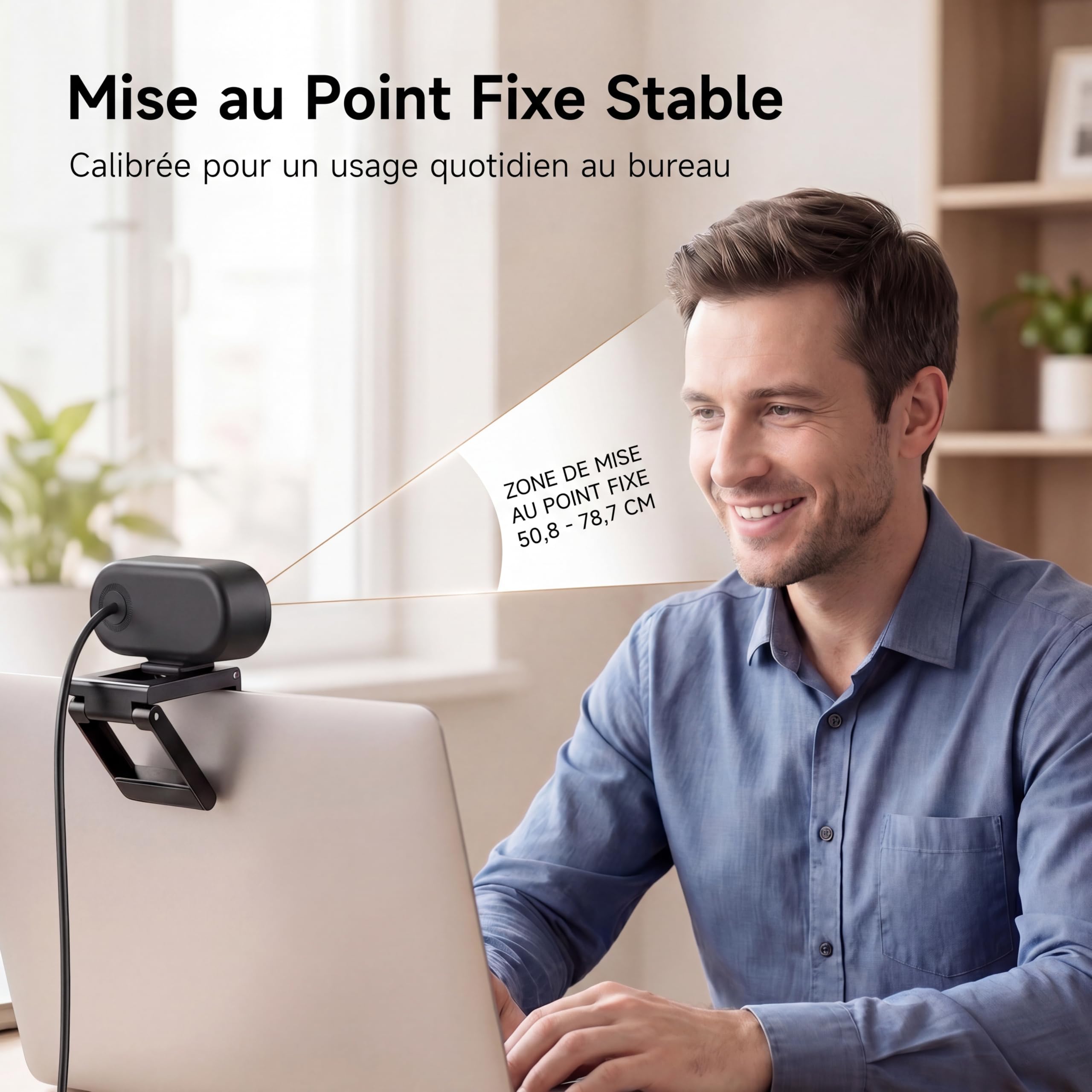 eMeet Webcam 1080P pour PC, C100 Webcam pour Ordinateur Portable avec Microphone, Web cam HD avec Cache-Objectif, Caméra d'Ordinateur 66°, Plug&Play, Caméra USB pour OBS/Twitch/Youtube/Windows/Mac